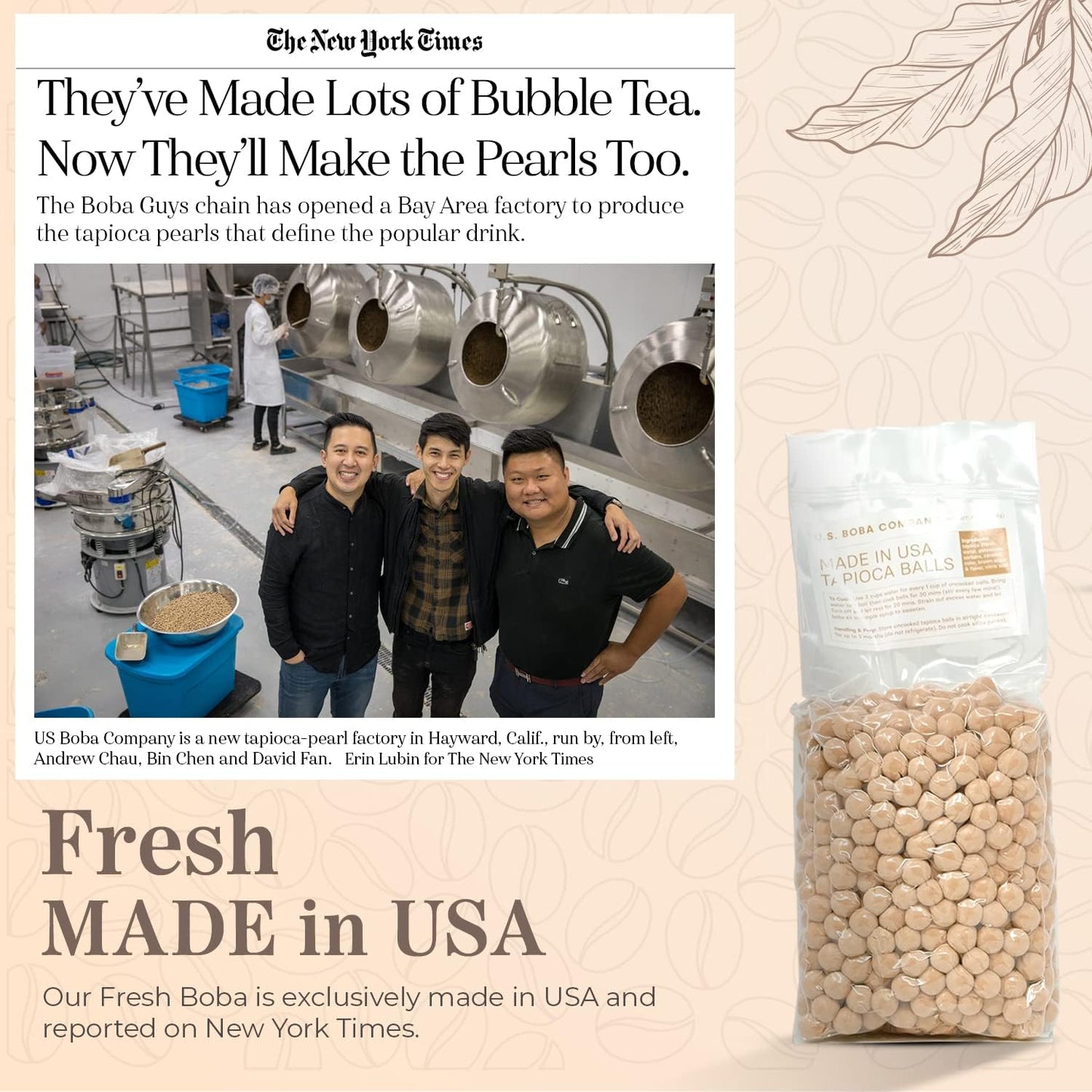 Fanale Brown Sugar Boba Tea Kit with Boba Pearls, US Boba Co Tapioca Pearl Made in USA 1 Pound, Brown sugar boba milk tea, Hand Crafted Brown Sugar Syrup 12 oz for Bubble Milk Tea Coffee Desserts