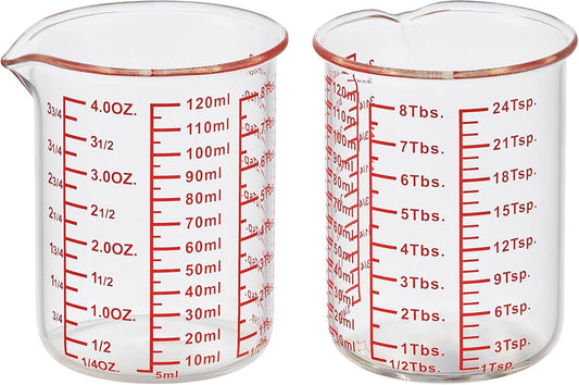 High Borosilicate Glass Measuring Cup-V-Shaped Spout,Glass Measuring Beaker for Kitchen or Restaurant, Easy to Read, 120 ML (4 Oz)-Pack of 2