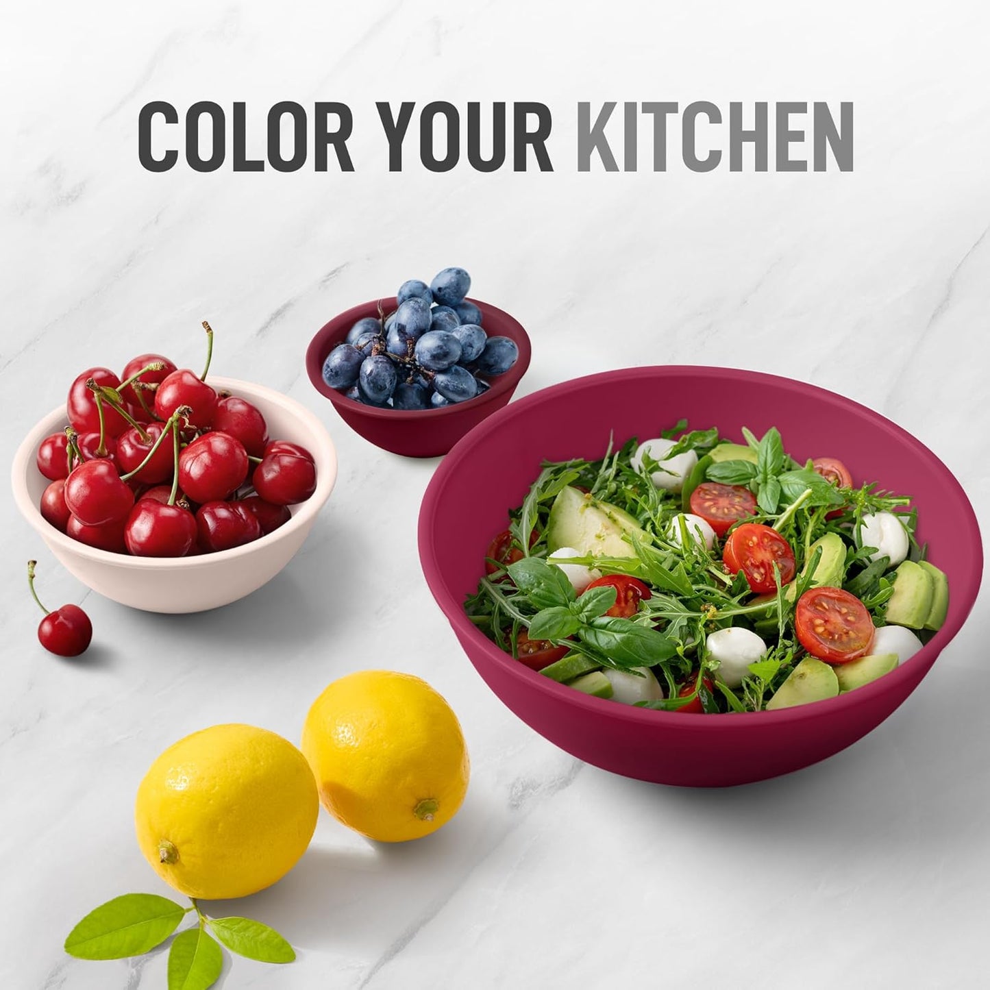 Zulay Kitchen 12 Piece Plastic Mixing Bowls with Leak-Proof Lids Set - Microwave and Freezer Safe Kitchen Mixing Bowls for Preparing, Serving and Storing - Large Nesting Bowls (Red Ombre)