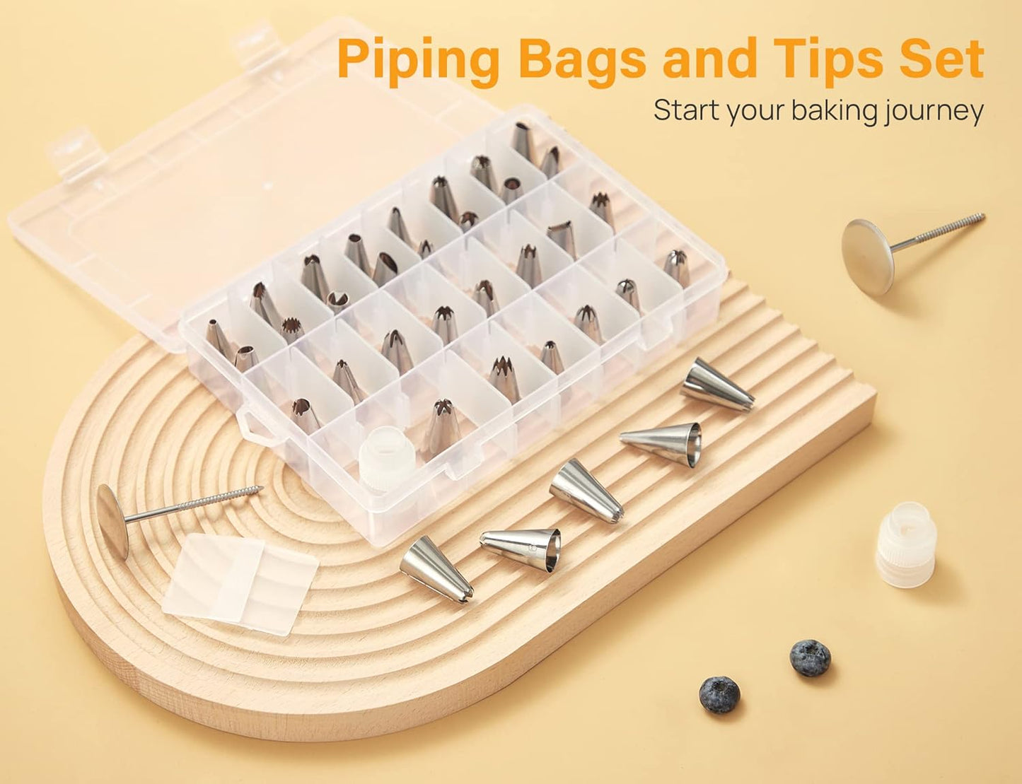 Kootek 42pcs Piping Bags and Tips Set, Cake Decorating Supplies Kits for Baking with 36 Numbered Frosting Icing Tips, 2 Reusable Pastry Bags, Easy Carry Storage Box and Other Baking Tools