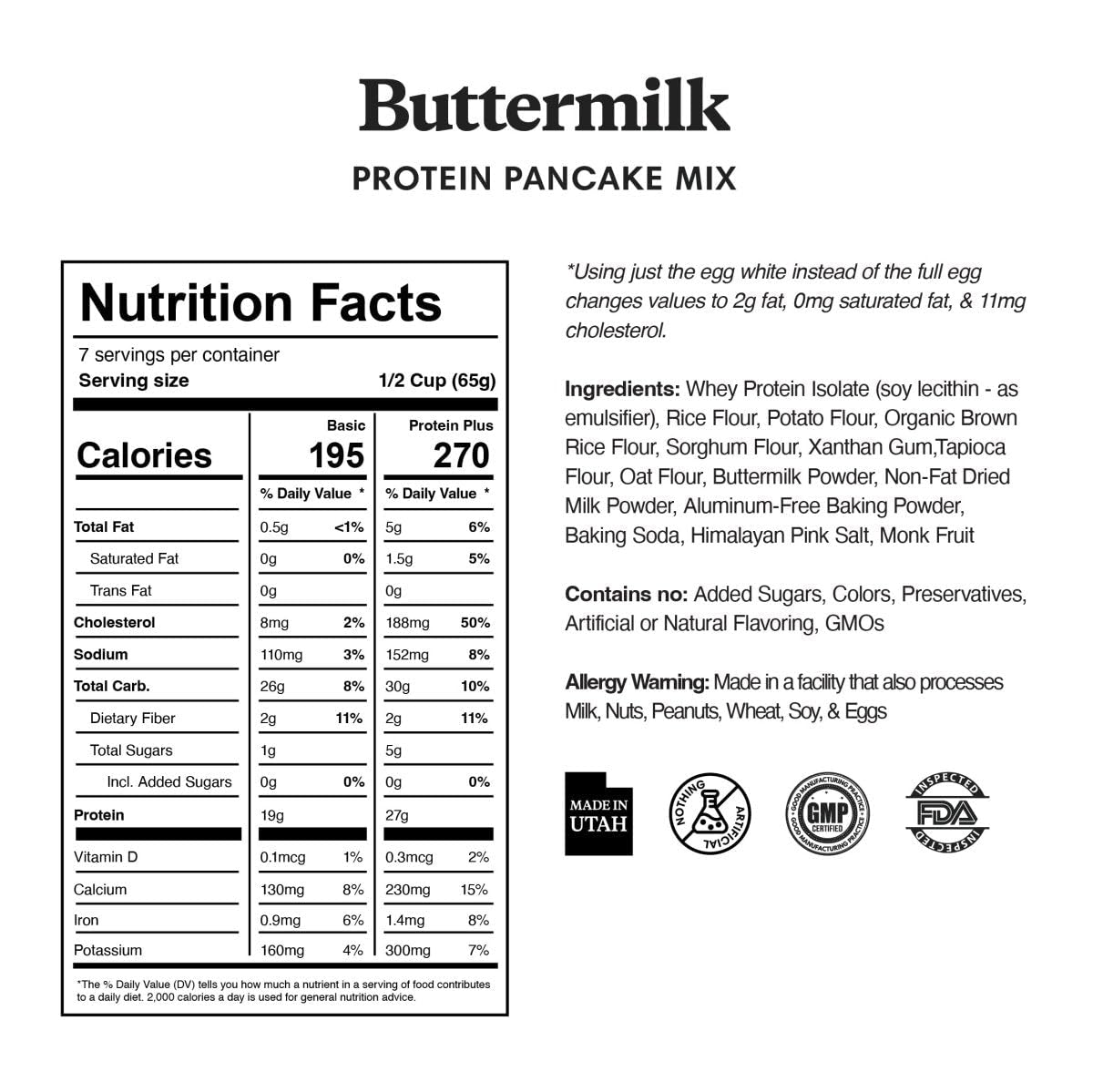 ProDough Shop Buttermilk Pancake and Waffle Mix - Gluten Free, Low Carb, High Protein Pancake Mix - Healthy Pancakes and Waffles for Breakfast or Snack