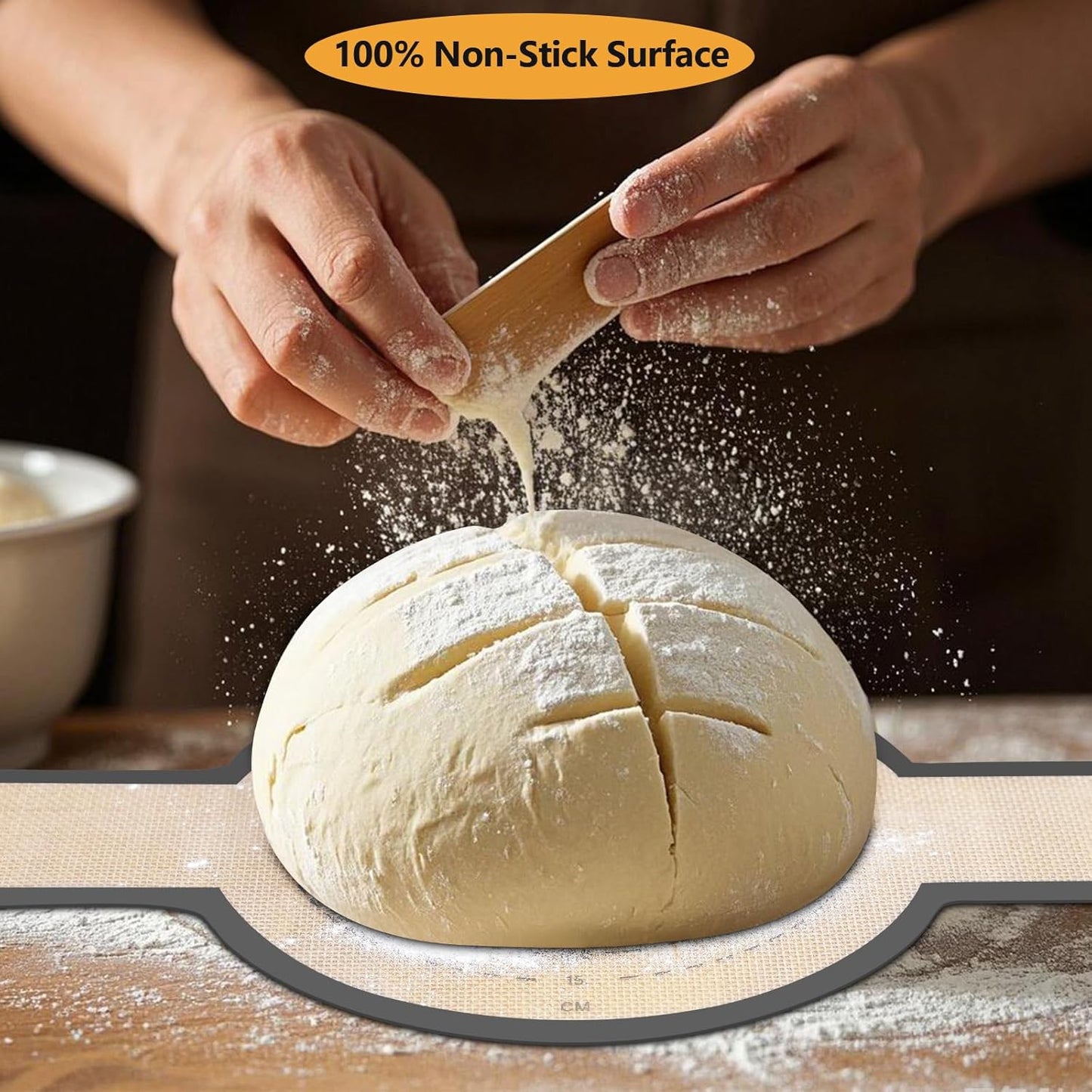 Silicone Bread Sling, Round and Oval Dutch Oven Baking Mat with Upgraded Handles, Non-Stick & Easy Clean Baking Mat to Transfer Sour Dough Easily, 2 Pcs Reusable Bread Mat Set