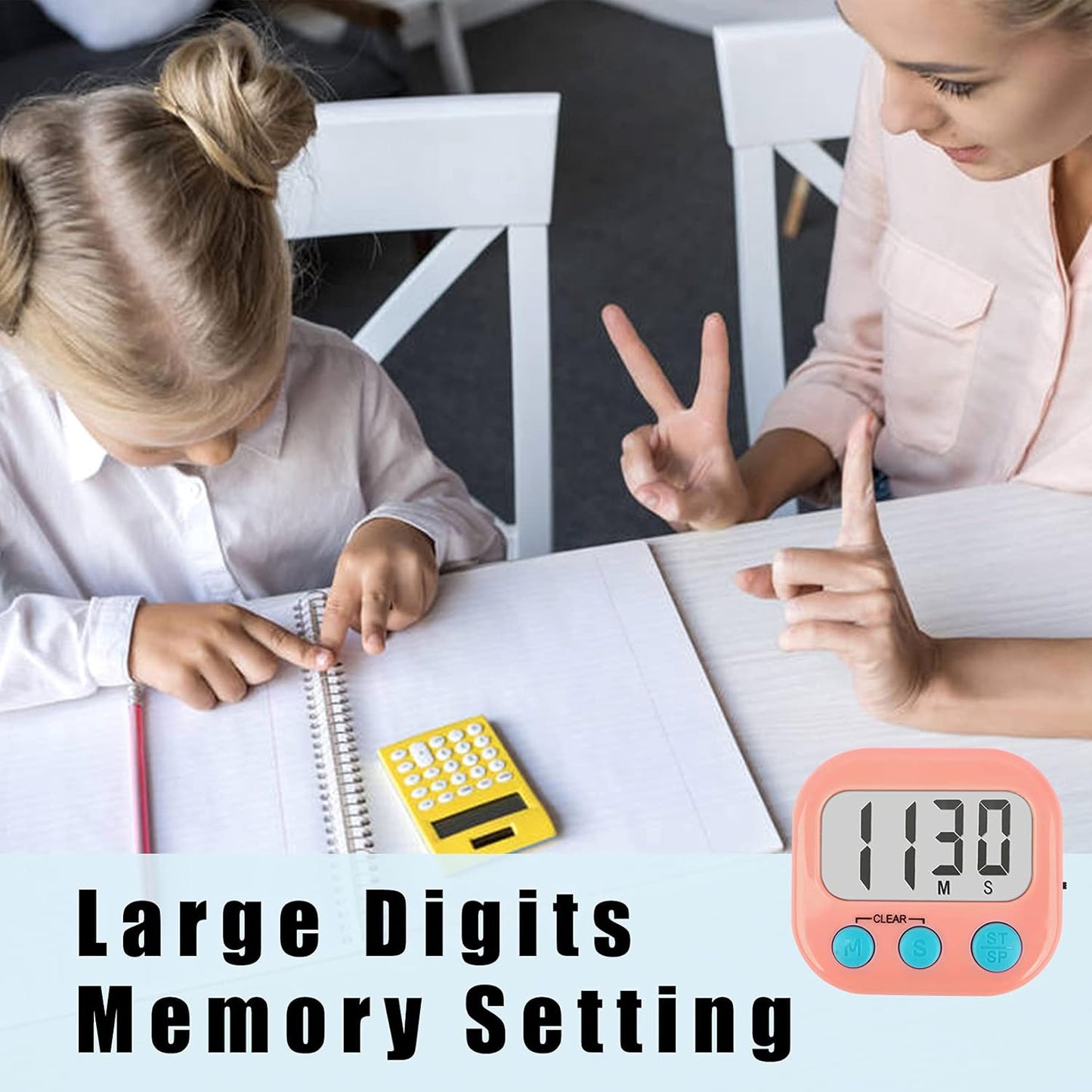 12 Pack Digital Kitchen Timers for Cooking Magnetic Timer for Cooking Loud Alarm Pink