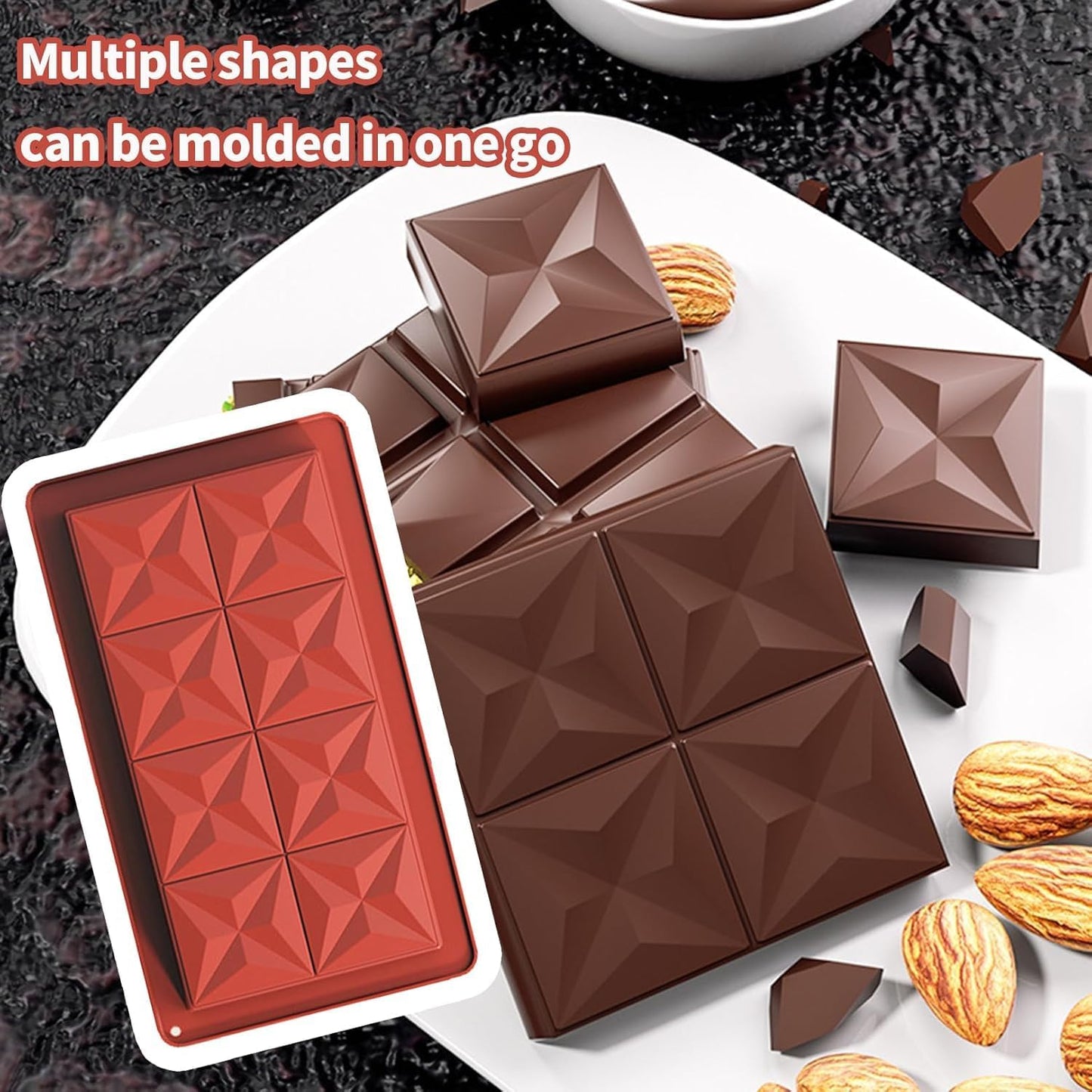 Dubai Chocolate Bar Molds 2 Pack,1.25 Inch Deep Large and Thick Silicone Chocolate Bar Molds for Stuffed Bar,Big Chocolate Candy Bar Mold for Filling Knafeh Pistachio Chocolate Bar Kit