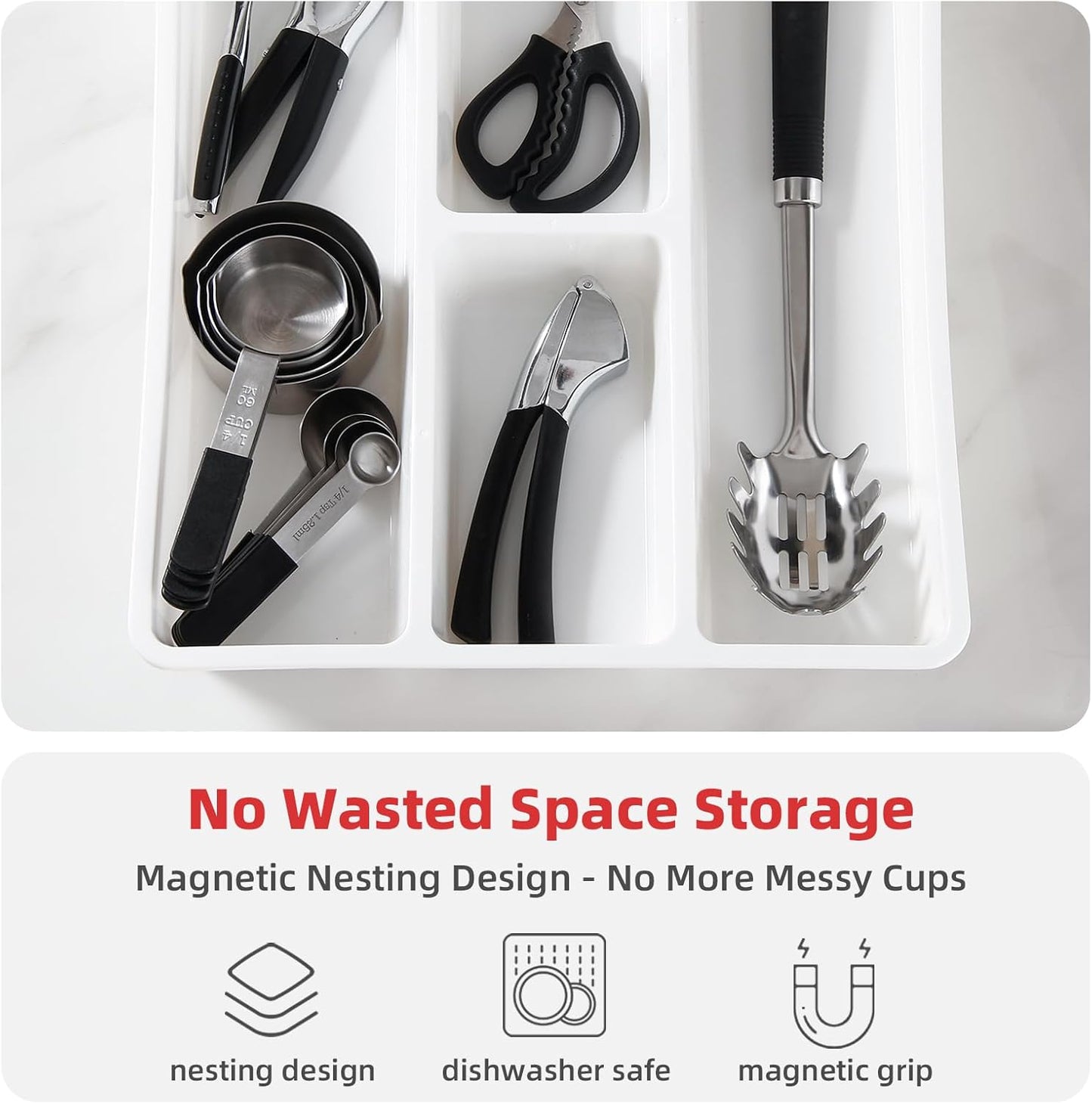 Magnetic Stainless Steel Measuring Cups & Spoons Set β 8-Piece Stackable Set with Engraved Measurements β Dishwasher Safe Baking Essentials