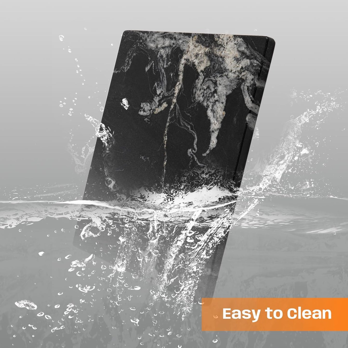 Black Marble Cutting Board For Kitchen, Large Marble Slab Pastry Board With Non-Slip Feet For Baking, Cheese, Charcuterie, Chocolate, 16x20 Inch