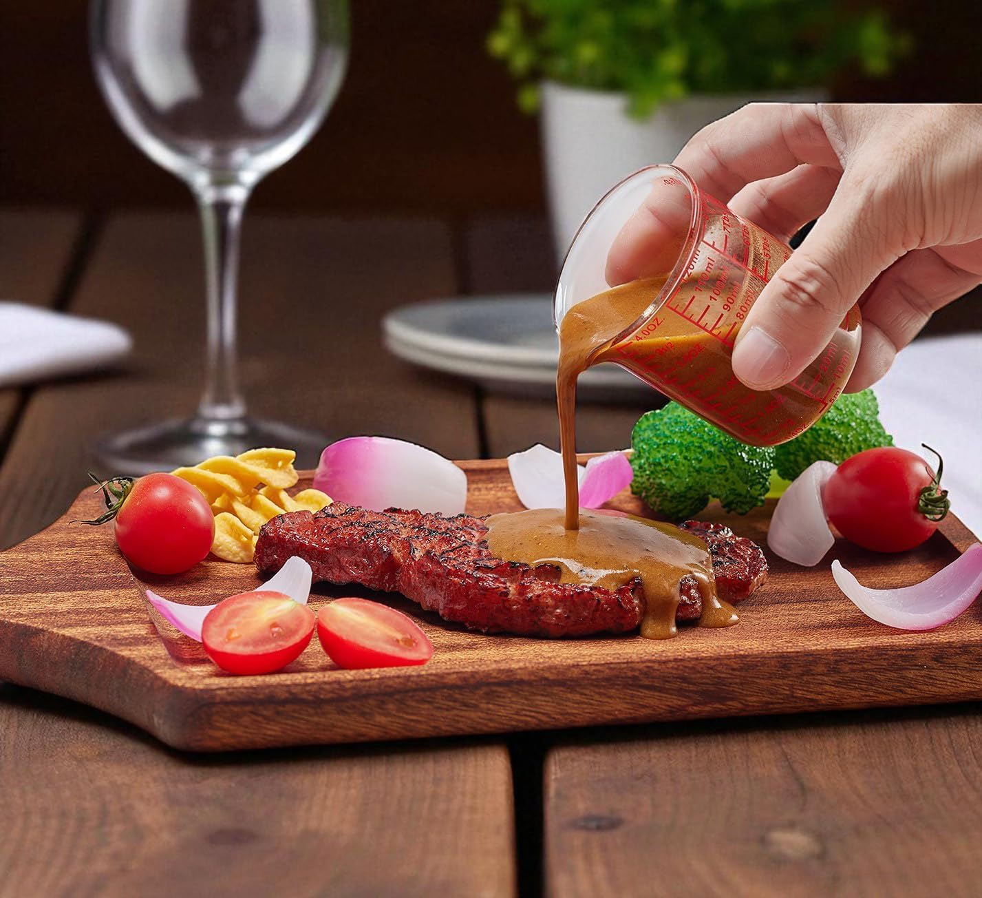 High Borosilicate Glass Measuring Cup-V-Shaped Spout,Glass Measuring Beaker for Kitchen or Restaurant, Easy to Read, 120 ML (4 Oz)-Pack of 2