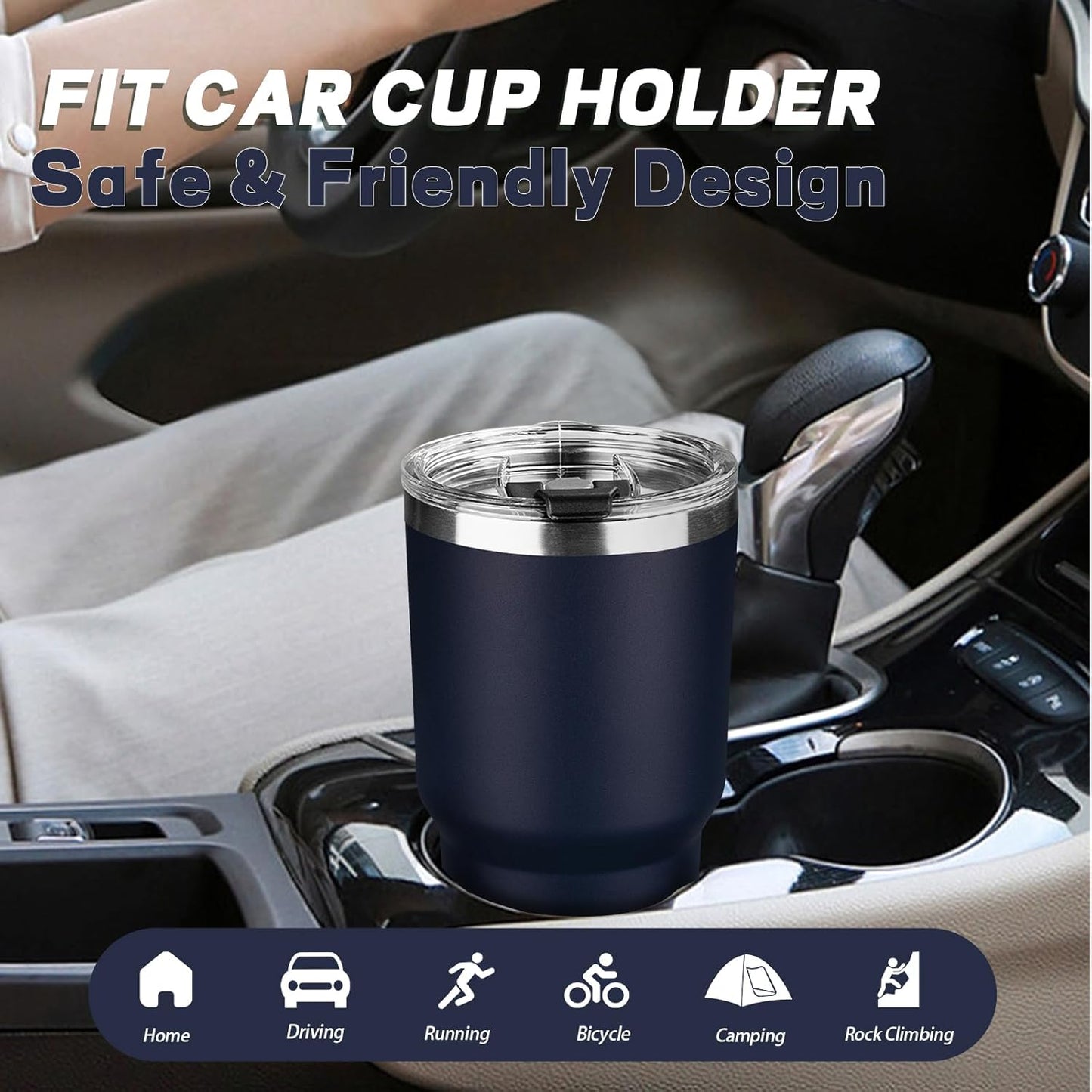 30 oz Tumbler with Lids and Straws, Stainless Steel Insulated Coffee Tumbler, Double Wall Vacuum Insulated Travel Mug Cup, Leakproof Thermal Coffee Cup for Hot and Cold Drinks (Navy Blue)