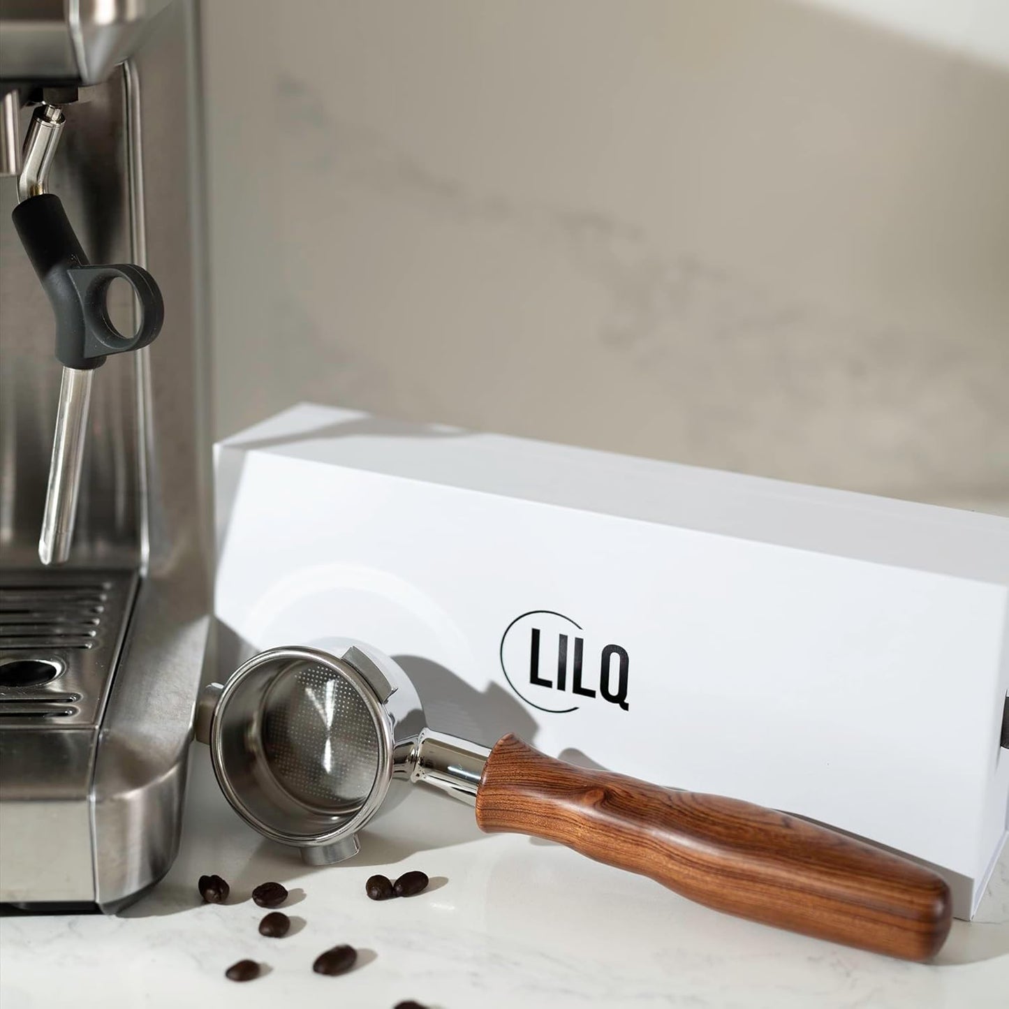 LILQ 54mm Naked Bottomless Portafilter Compatible with Breville Barista Express, Barista Pro, Bambino, and More – 18-20g basket included (Rosewood)