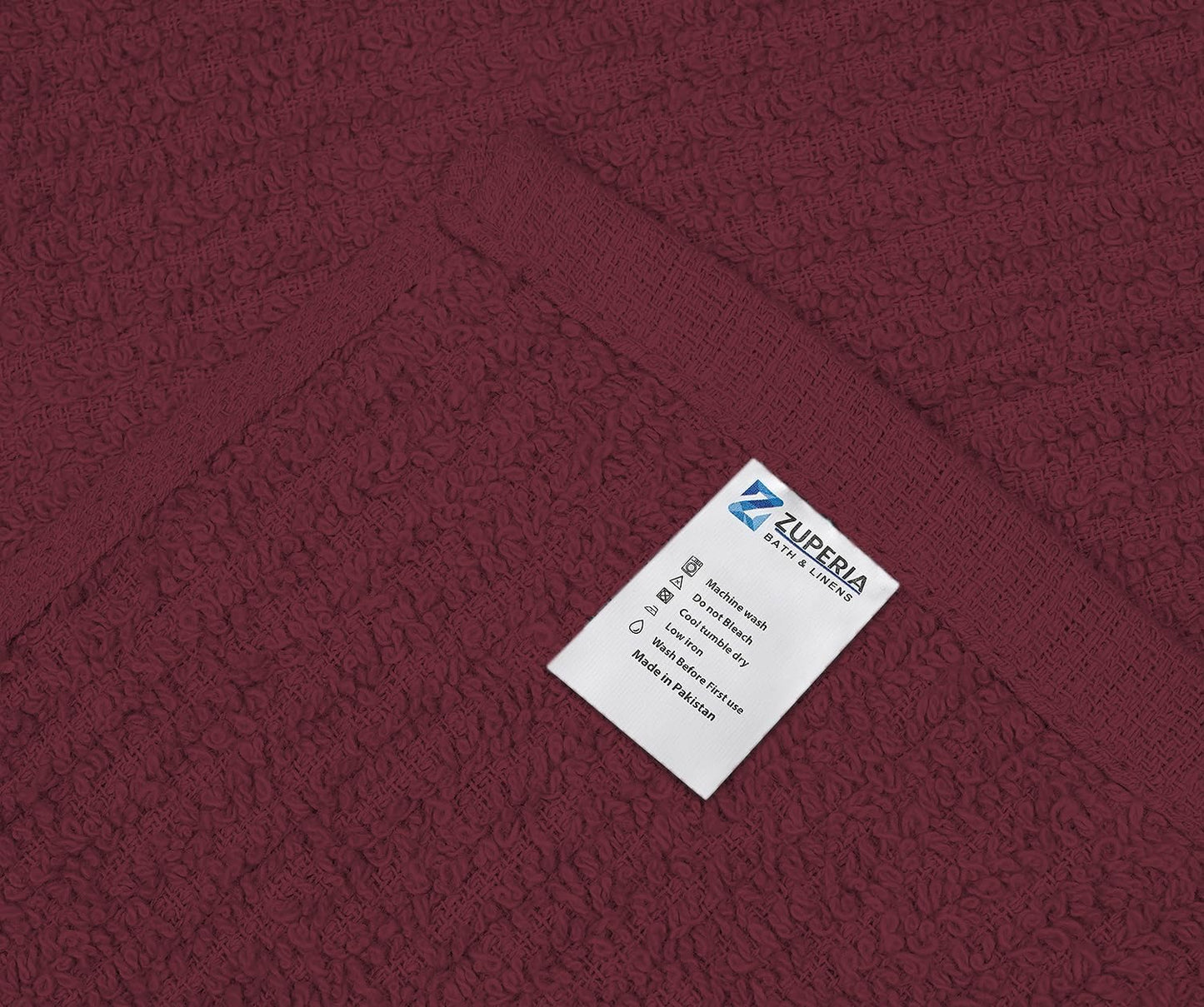 ZUPERIA Bar Mop Kitchen Towels - Pack of 12 (16"x19”)100% Ring Spun Cotton - Dish Washcloths For Superb Cleaning and Less Lint - Highly Absorbent Dish Cloths and Dish Towels For Everyday use(Burgundy)