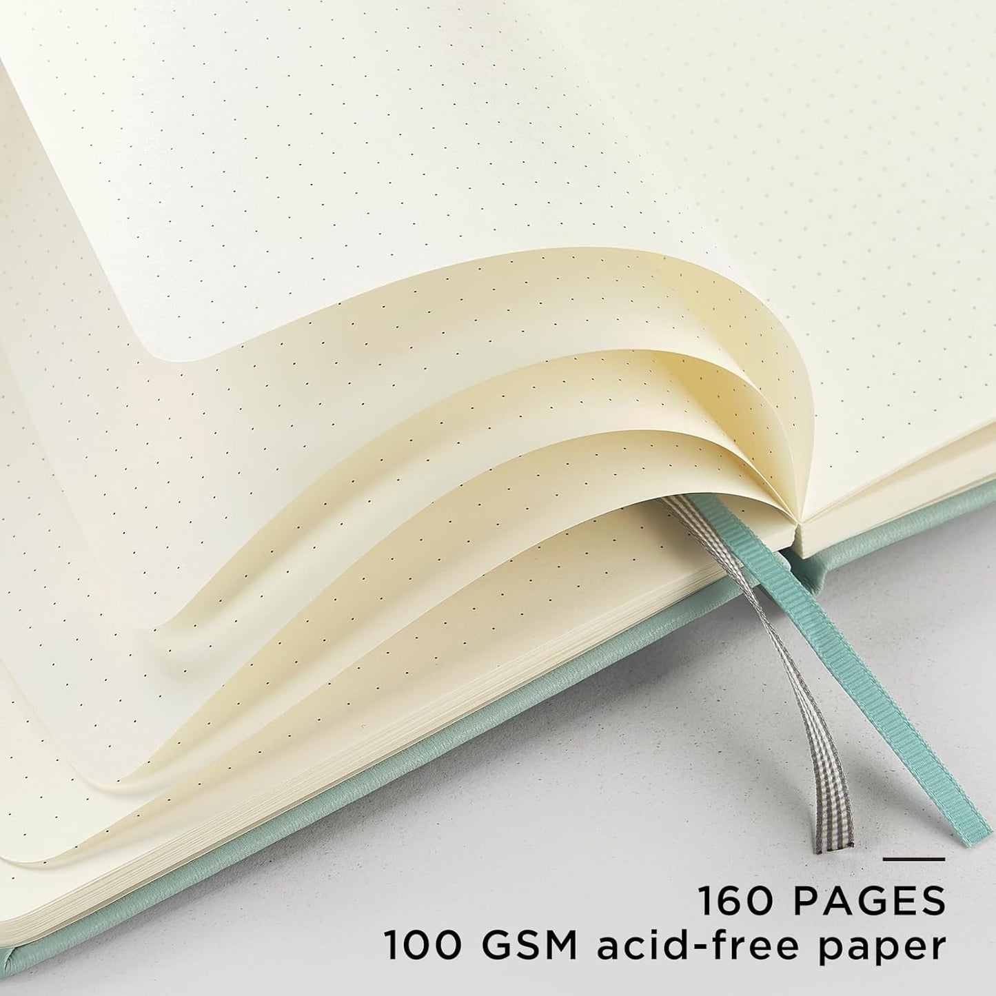 &And Per Se Dotted Journal Notebook, A5 Hardcover Leather Bullet Dotted Journal, 160 Pages 100 gsm Thick Dotted Paper,3 Sheets of Stickers Included - 5.7'' x 8'' (Turquoise)