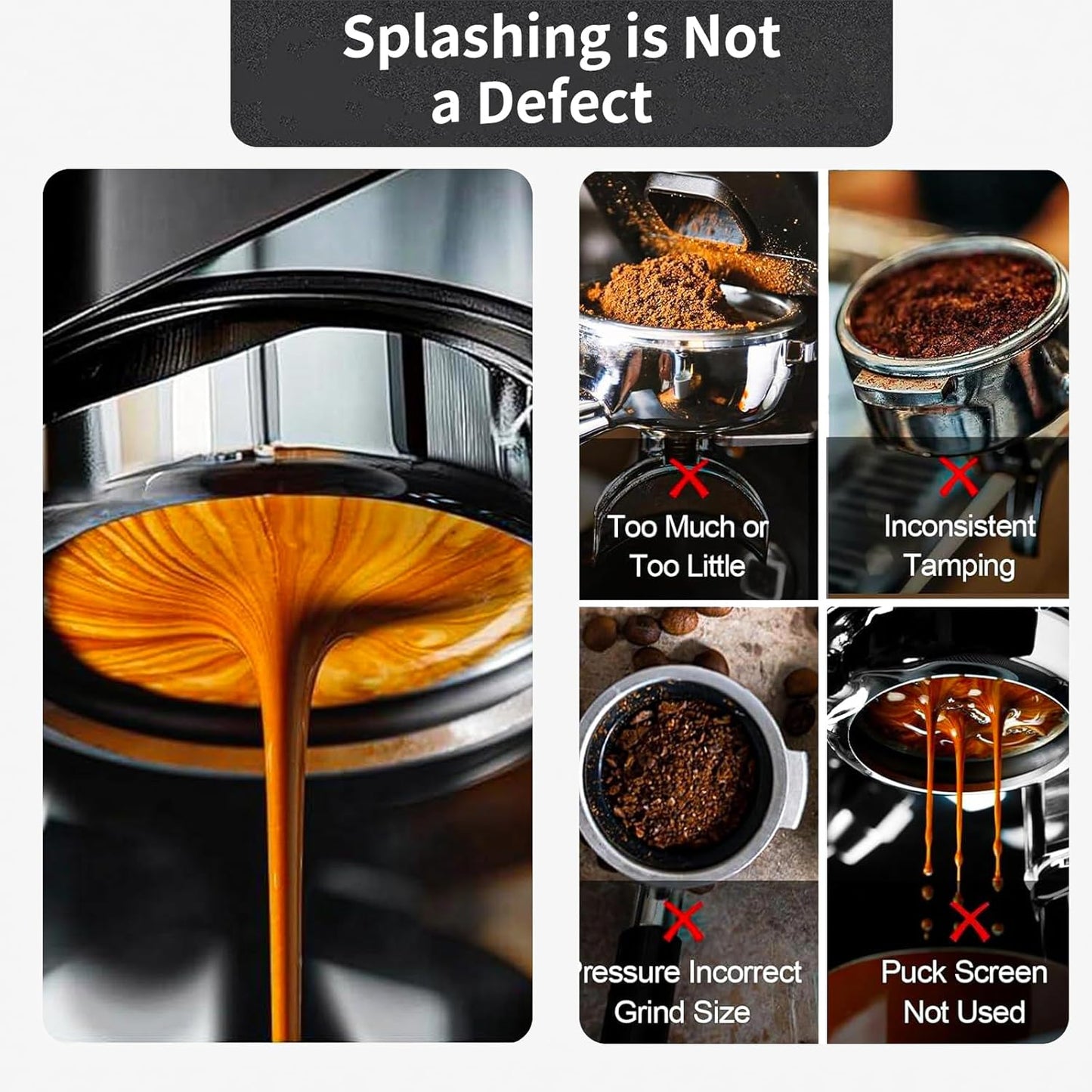 51mm Bottomless Portafilter for Delonghi Dedica EC680, EC685,SMEG and EUPA Coffee Machines, 3-Ear Design, Stainless Steel 51mm portafilter with Stainless Steel Double Shot Capacity Cup Filter Basket