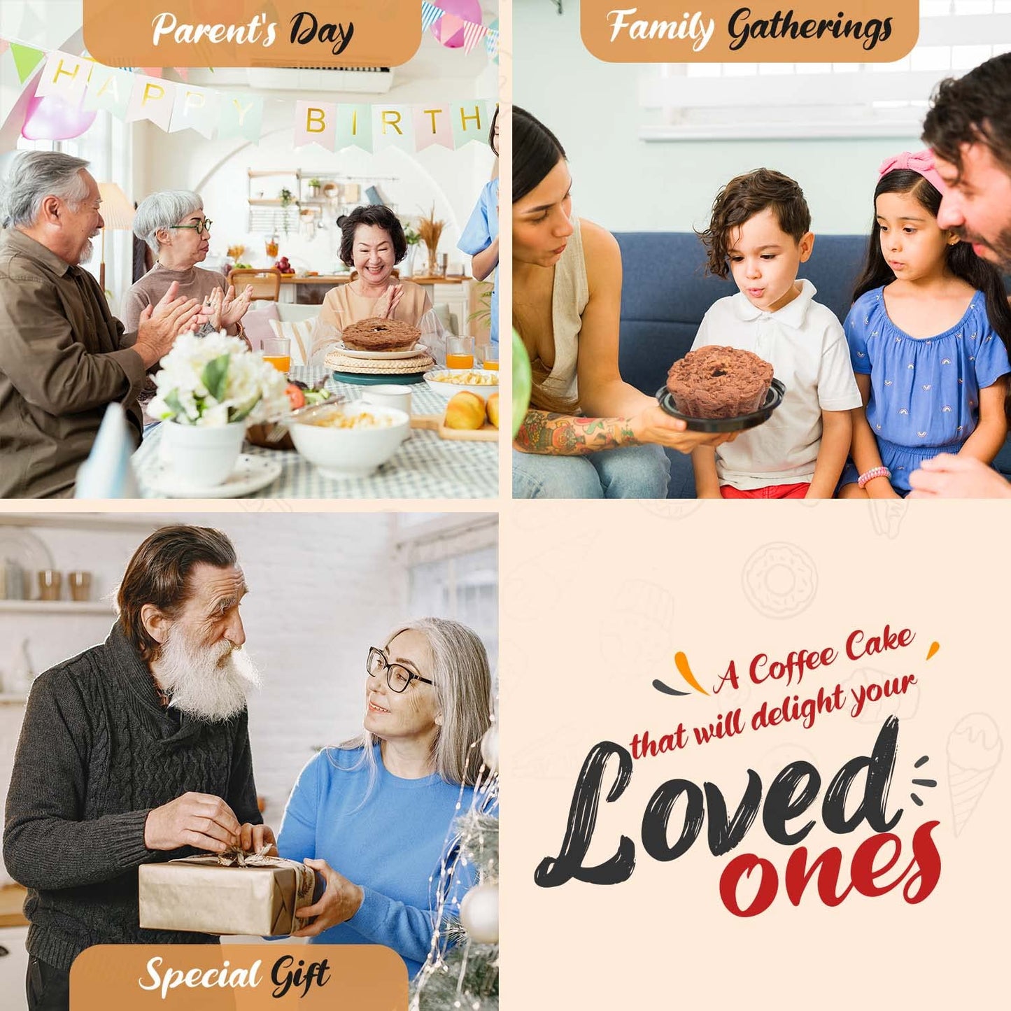 Traditional Cinnamon Walnut Coffee Cake - Cinnamon Streusel and Chopped Walnuts Toppings - Delicious Recipe of Coffee Cakes for Special Occasions (Three Cakes (1.75 Pound))