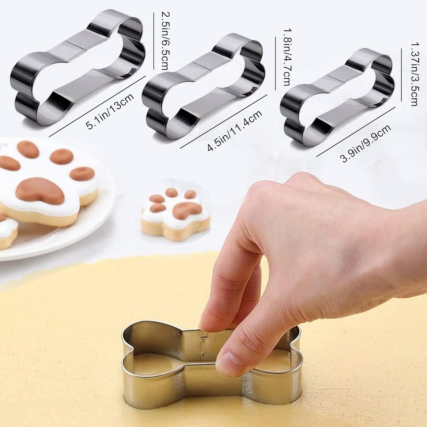 Puppy Dog Paw Bone Silicone Chocolate Moulds,Silicone Dog Treat Mold - 5 Pack