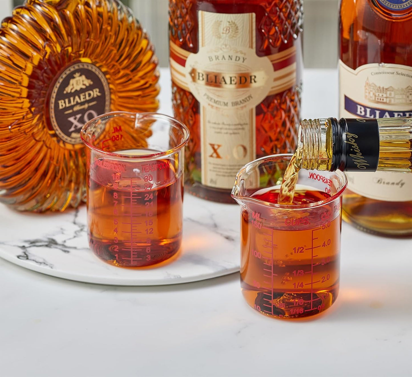 High Borosilicate Glass Measuring Cup-V-Shaped Spout,Glass Measuring Beaker for Kitchen or Restaurant, Easy to Read, 150 ML (5 Oz)-Pack of 2