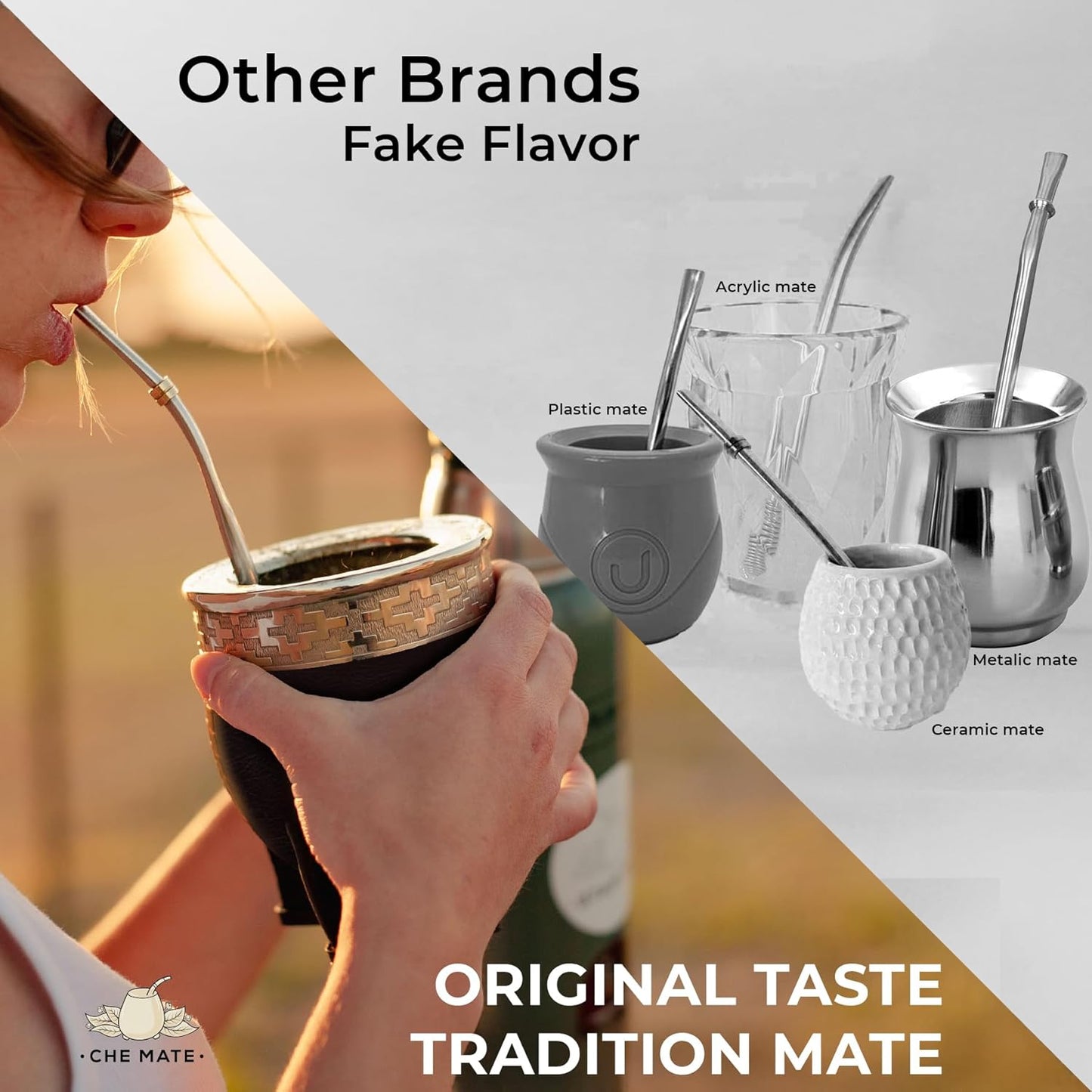 Premium Argentina-Uruguay Yerba Mate Cup and Bombilla Set, Organic Gourd Tea Mug with Steel Straw (Bombilla) and Cleaning Brush, Handcrafted for Loose Leaf Yerba Mate Tea - Imperial Version