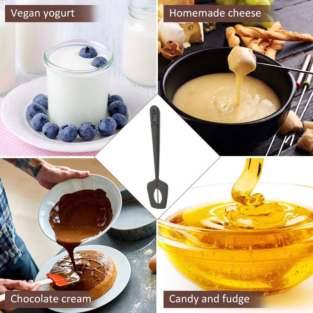 Efeng Candy Thermometer Spatula with Pot Clip – Silicon Grey Chocolate Spatula with Thermometer Built in,Candy Thermometer,Thermometer Spoon for Chocolate, Candy,Creams,sauces,Jams Meat Cooking