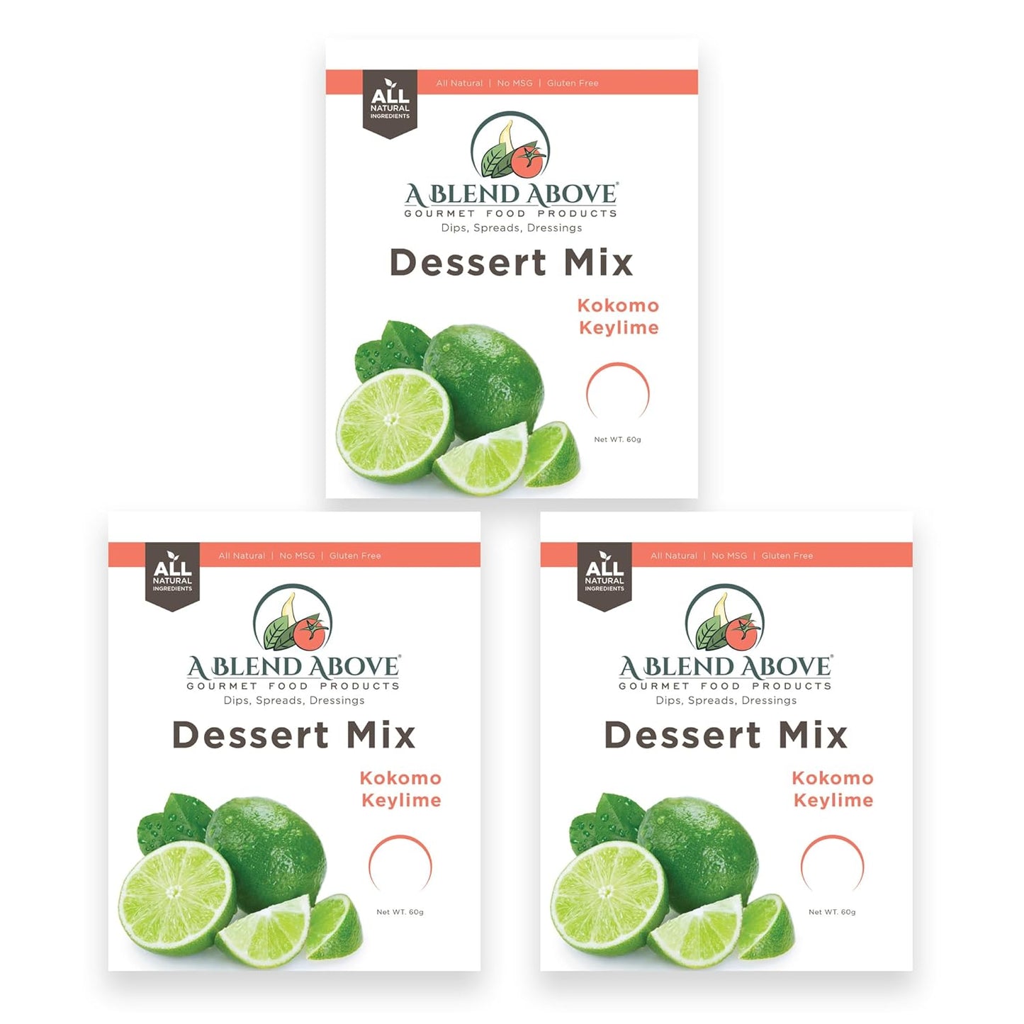 A Blend Above Kokomo Key Lime Pie Mix - No-Bake Desserts, All Natural, Vegan, Gluten Free, No MSG - Instant Dessert Mix, Fruit Dip, Bagel Topping, Frosting, Cheesecake Filling - Makes 16 Oz (Pack of 3)