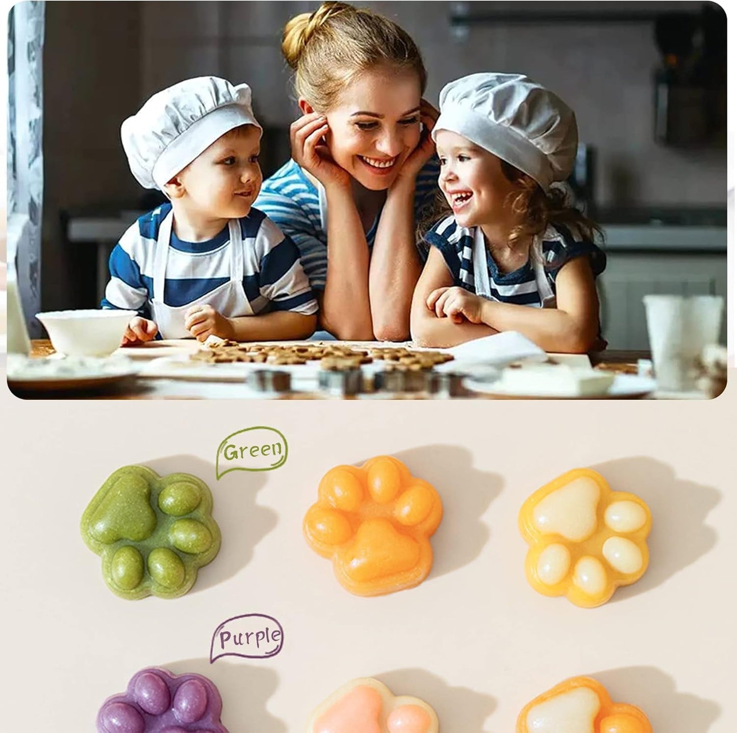 Puppy Dog Paw Bone Silicone Chocolate Moulds,Silicone Dog Treat Mold - 5 Pack