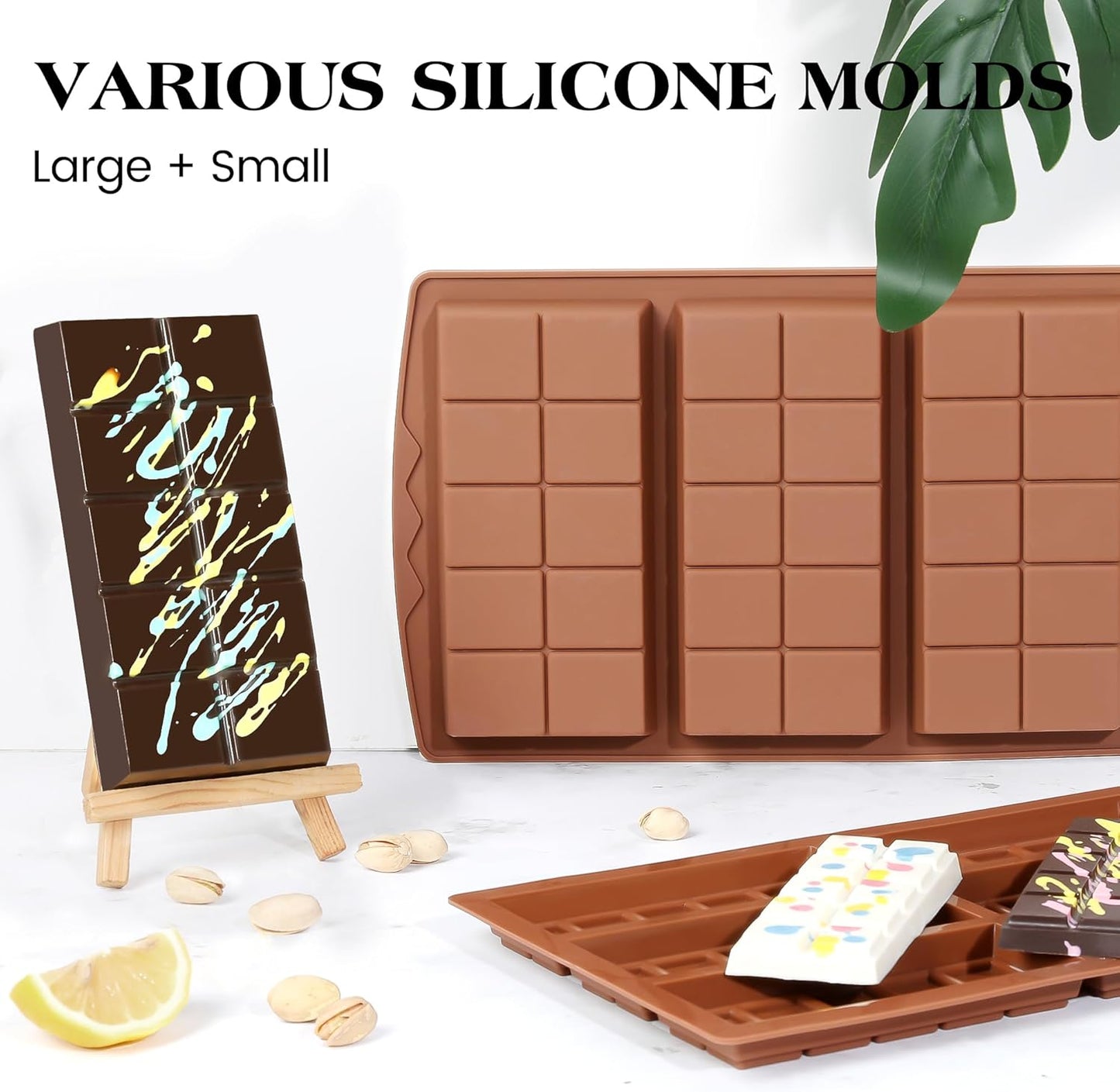 1 Pc Chocolate Bar Mold Deep Large Chocolate Molds Silicone Break Apart Thick Silicone Molds for Candy Bar, With 100 Pcs Bags and 1 Pc Scraper Set (10 Snap)
