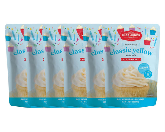 Miss Jones Baking Gluten-Free Classic Yellow Cake Mix - Certified Gluten Free & Made with Premium Ingredients, Easy To Bake Desserts & Treats, Moist & Delicious, 19 Ounce (Pack of 6)