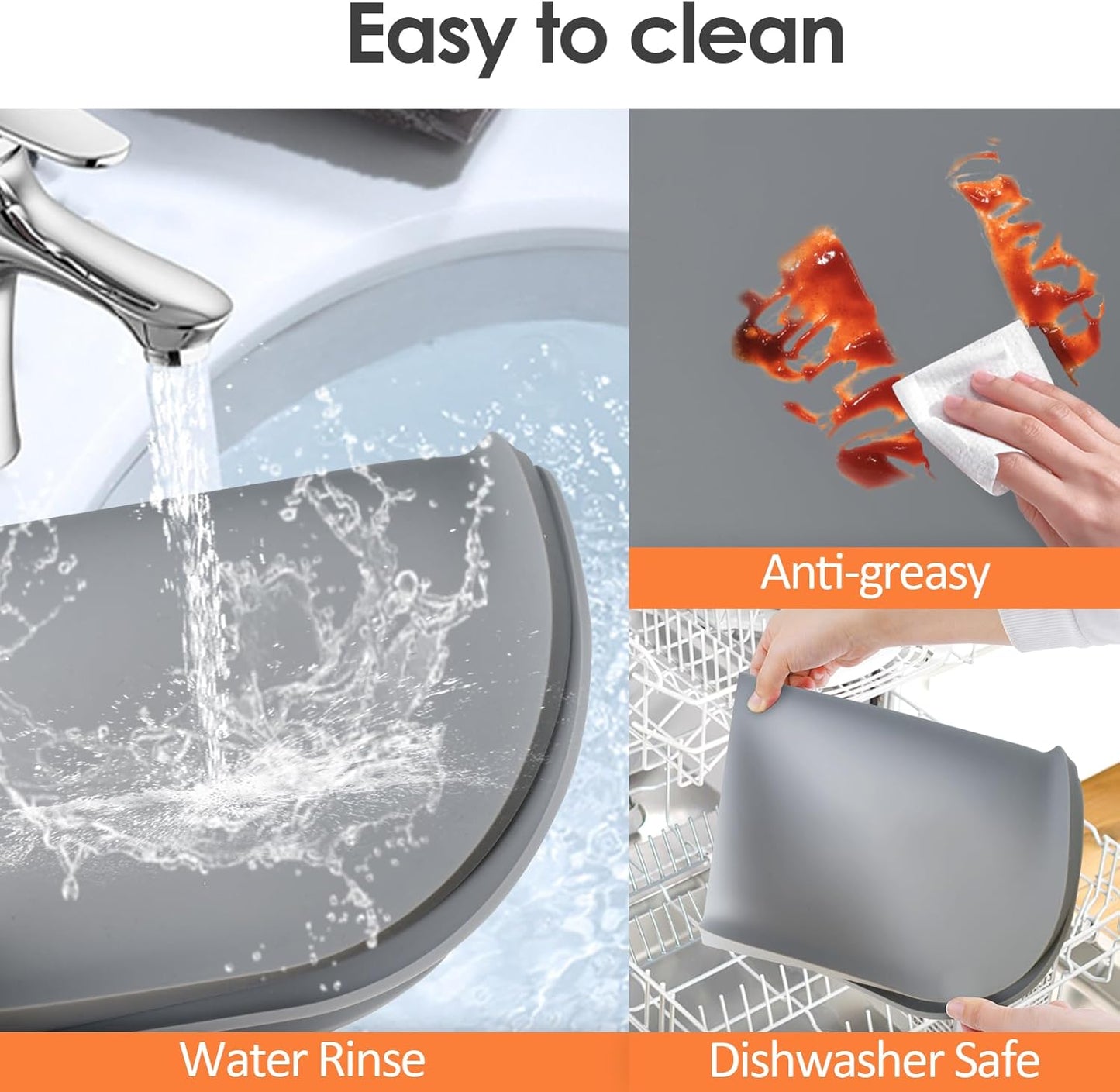 TOHONFOO Silicone Coffee Maker Mat with Lip, 17.4'' x 10.6'' Heavy Duty Coffee Maker Mat for Countertops, Coffee Tray Fit Under Coffee Machine Appliance Automatic Machines Espresso Accessory, Grey