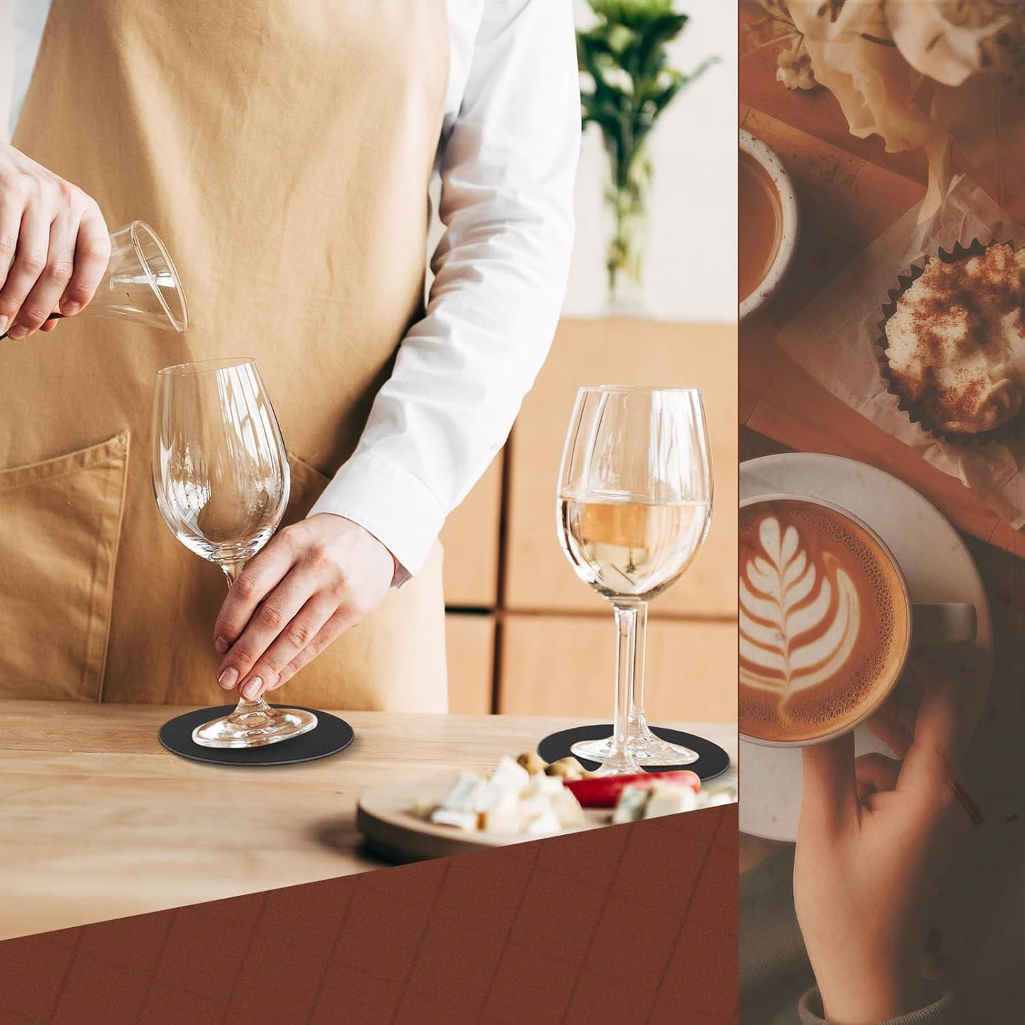 TaoBary 400 Pcs Disposable Paper Coasters Bulk 1MM, 4 Inch Round Cardboard Coasters Blank for Bar Drinks DIY Crafts Arts Wedding (Black)