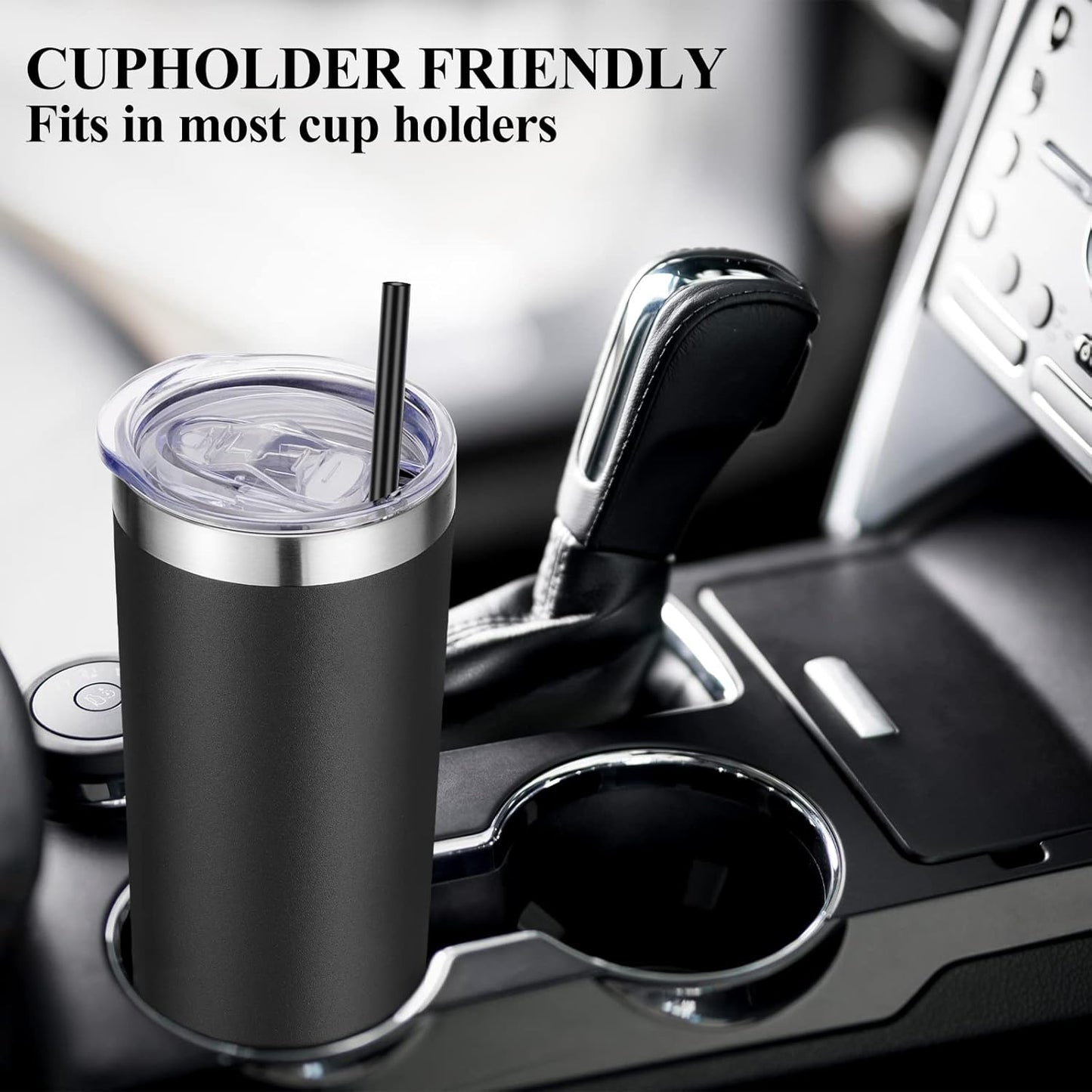 VEGOND Stainless Steel Skinny Tumblers Bulk 12 Pack, 20 oz Vacuum Insulated Tumblers with Lids and Straws, Double Wall Coffee Mug, Travel Water Cup, Matte Black