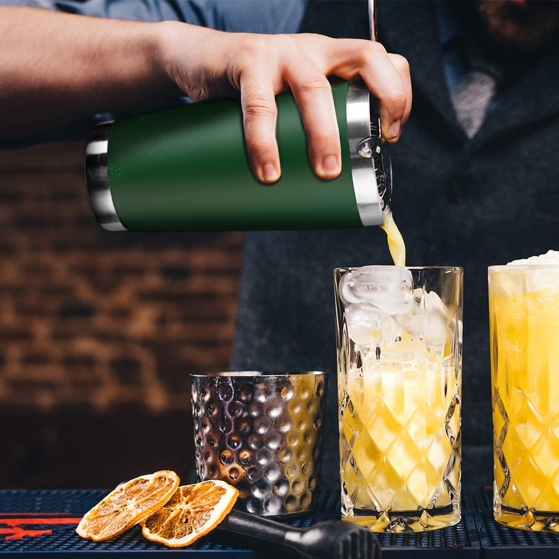 20oz Tumbler Bulk Stainless Steel Vacuum Insulated Tumblers with Lid Double Wall Travel Mug, Powder Coated Coffee Cup, Suitable for Ice Drinks and Hot Beverage (Dark green 6pack)