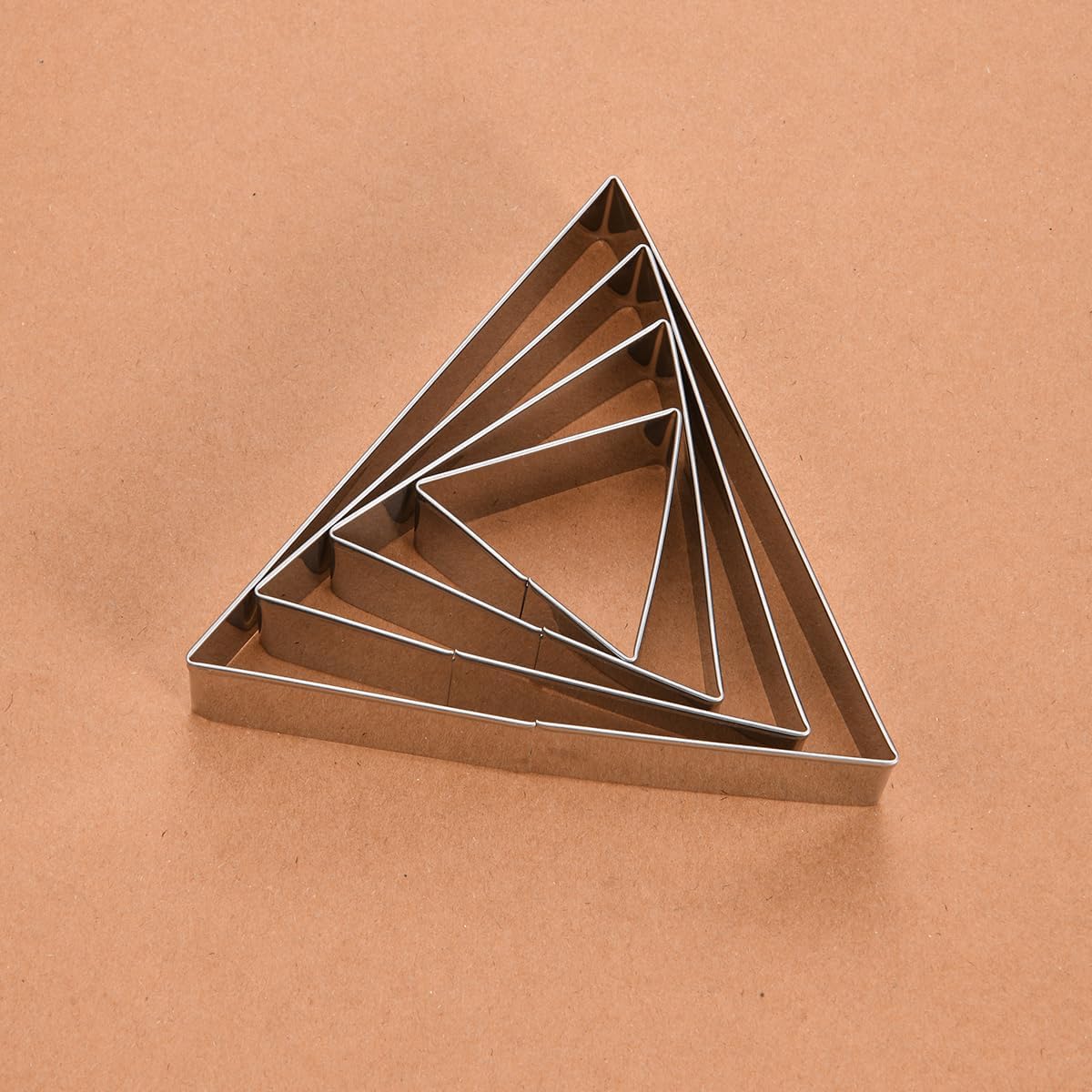 Equilateral Triangle Cookie Cutter Set Large Stainless Steel Geometric Frame Plaque Cookie Cutters Shapes Molds - 1 Inch Depth (4 Sizes)