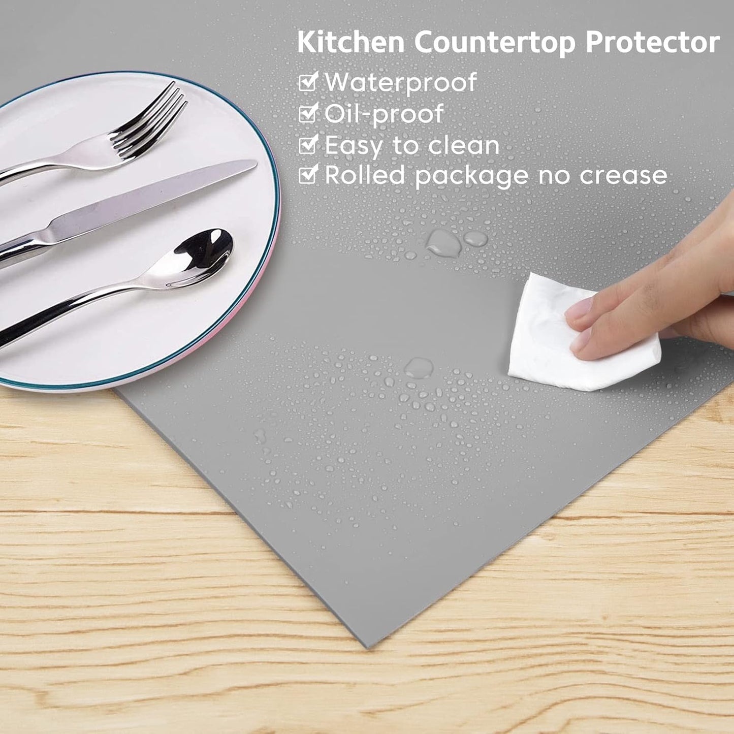 Silicone Mats for Kitchen Counter Thicker Extra Large Heat Resistant Mats Countertop Protector Liners for Bottom of Oven Air Fryer Coffee Maker, 24" x 16" x 2 mm, Grey