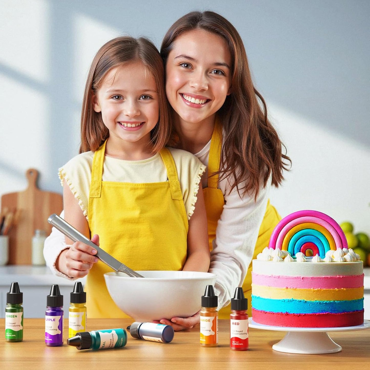 Oil Based Food Coloring for Chocolate Rainbow Oil Edible Food Dye Set for Baking Royal Icing Cookie Supplies Gluten Free 7x6ml Food Grade Food Color Kit, 0.25 Fl. Oz/Bottles