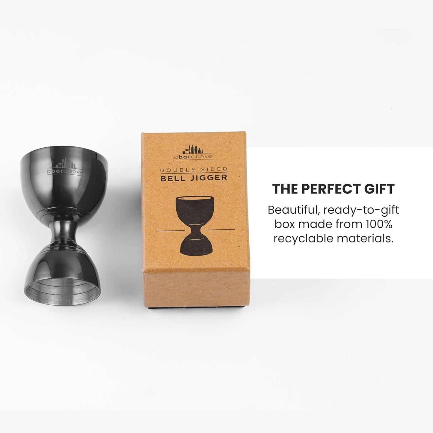 A Bar Above Premium Bell Jigger, With 10 Measurements Inside, Professional and Heavy Duty, 304 Stainless Steel Cocktail Double Jigger for Bartending, 2 Pack, Gold