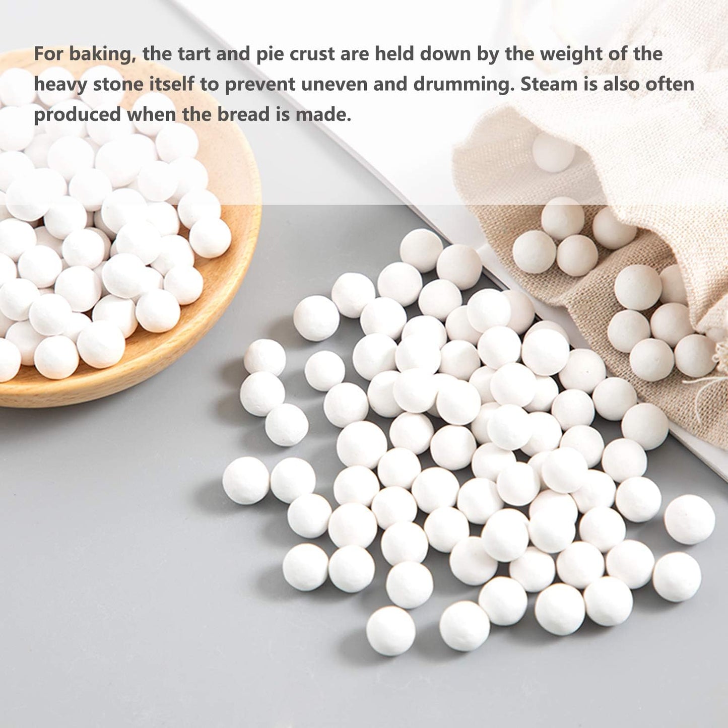 2.2Lb Ceramic Pie Weights Baking Beans Pie Crust Reusable 10mm Weights Natural Ceramic Stoneware with Wheat Straw Container (35 Oz Total) (Green)