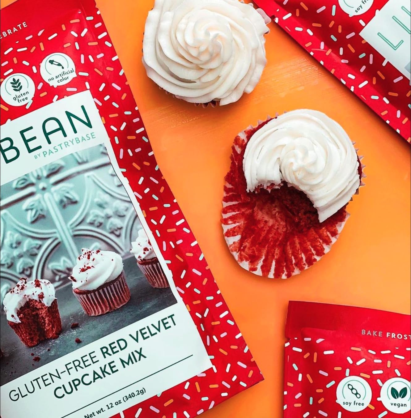 LillyBean Gluten Free Moist Red Velvet Cake and Cupcake Mix with No Artificial Colors - Dairy and Soy Free, Vegan - Makes Delicious Desserts - Cakes, Donuts, Cake Pops - 12 oz