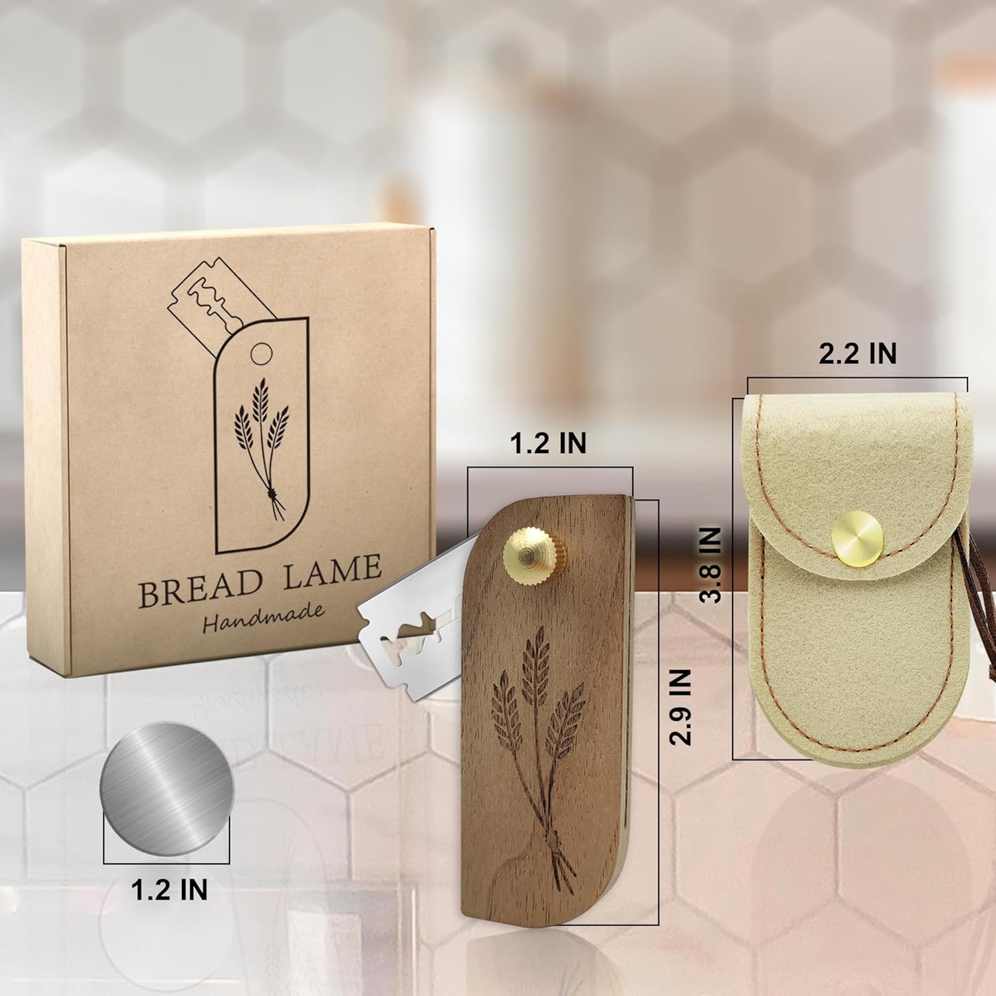 Magnetic Bread Lame Sourdough Scoring Tool Easy Scoring Knife for Bread Baking Scorer Cutter for Homemade Slashing with 10 Razor Blades - Storage Bag Included - Ergonomic Handle - Black Walnut