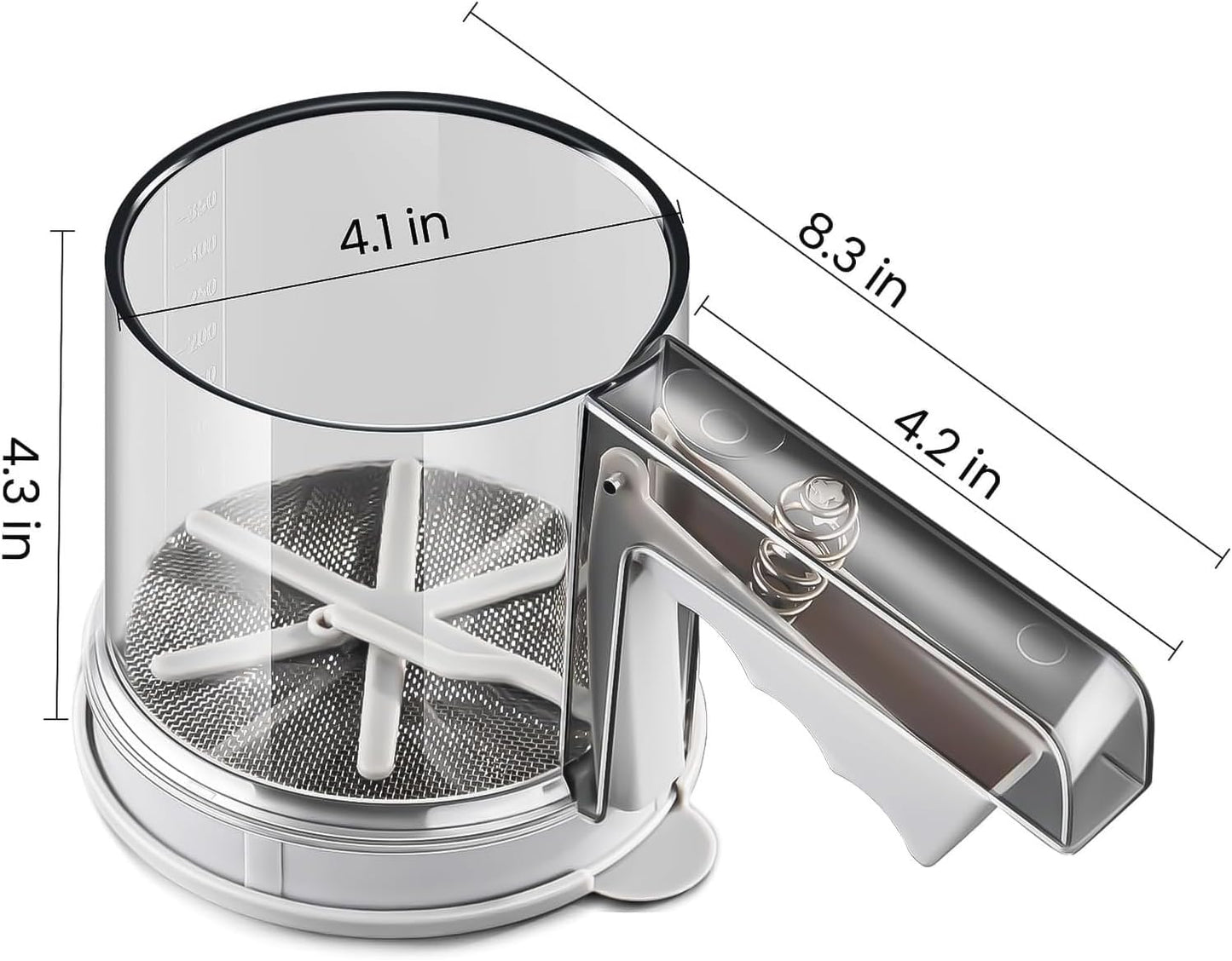 3 Cup Flour Sifter, Sifter for Baking Sifter Handheld Baking Sieve Food-Grade Double-Filter Stainless Steel Flour Sifter Non-Rust Sifter used for Rapid Screening of Flour Apricot Flour Sugar Powder