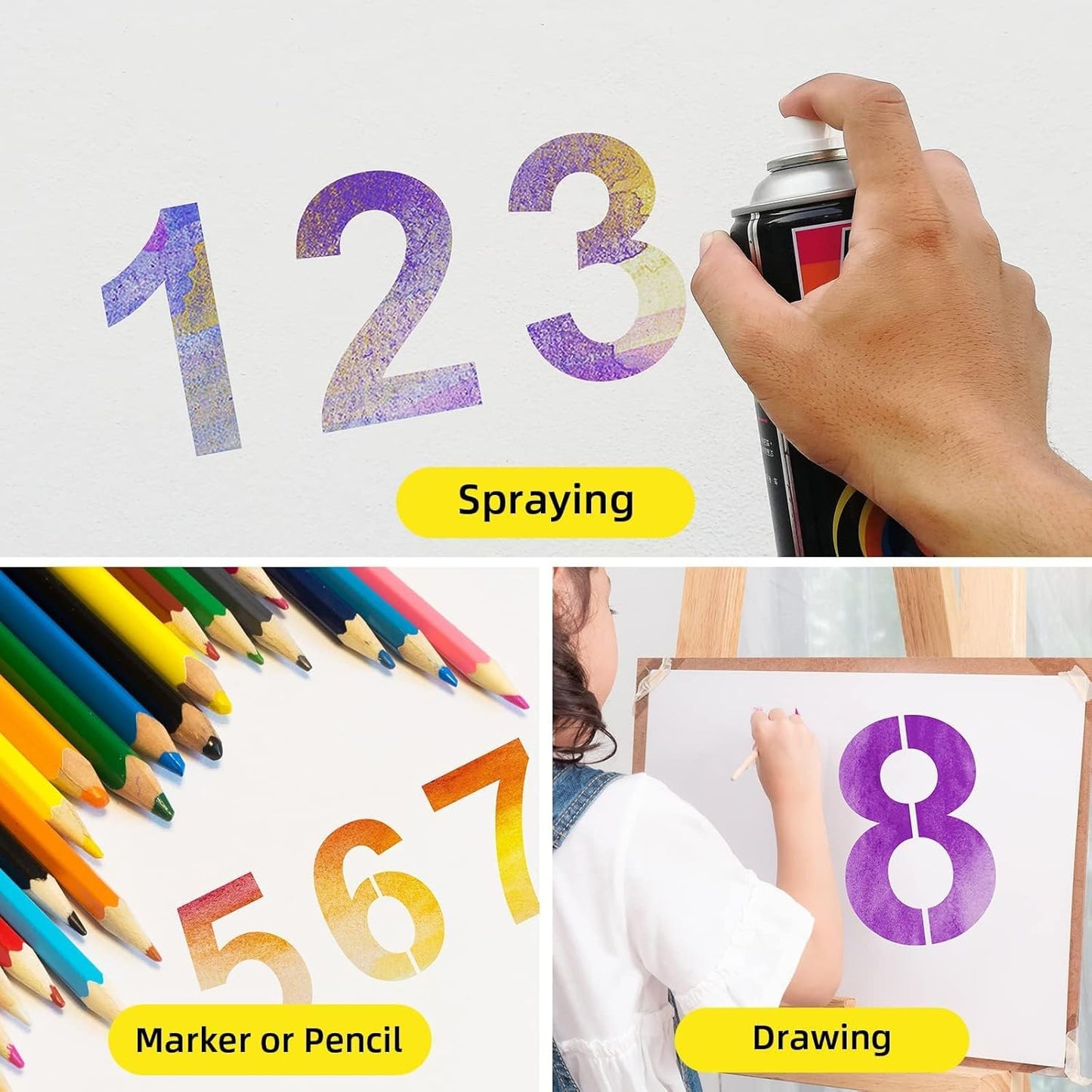 10 Inch Plastic Number Stencils - Reusable Digital Templates for Cake, Address, Painting
