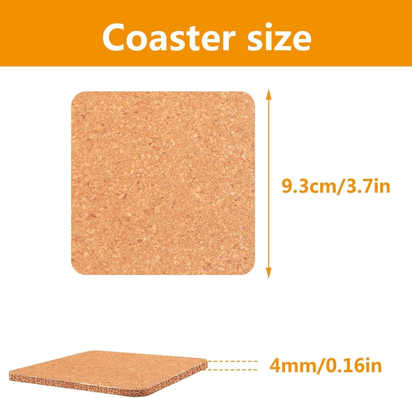 100 PCS Cork Coasters Bulk, Blank Square Cork Coasters DIY Crafts, Non-Slip Heat-Resistant Reusable Coffee Coaster, Suitable for Home Desktop Decoration