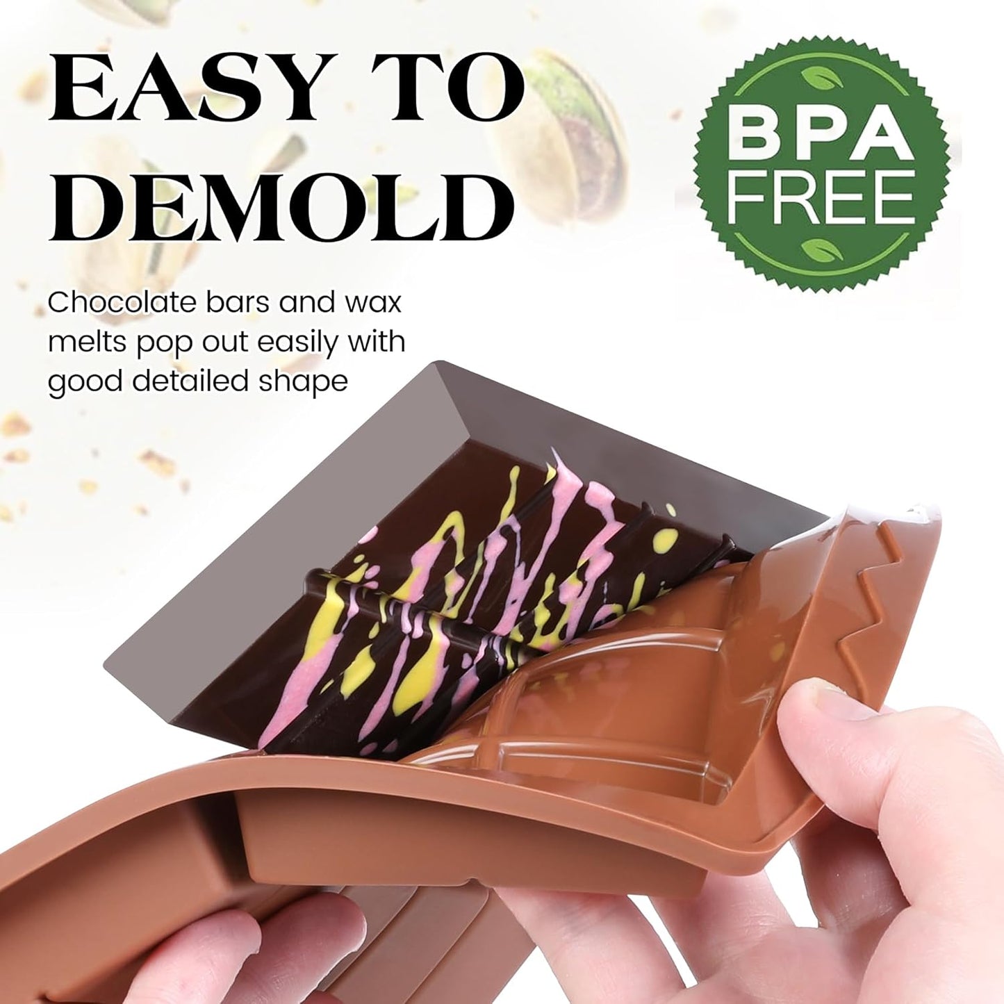 1 Pc Chocolate Bar Mold Deep Large Chocolate Molds Silicone Break Apart Thick Silicone Molds for Candy Bar, With 100 Pcs Bags and 1 Pc Scraper Set (10 Snap)