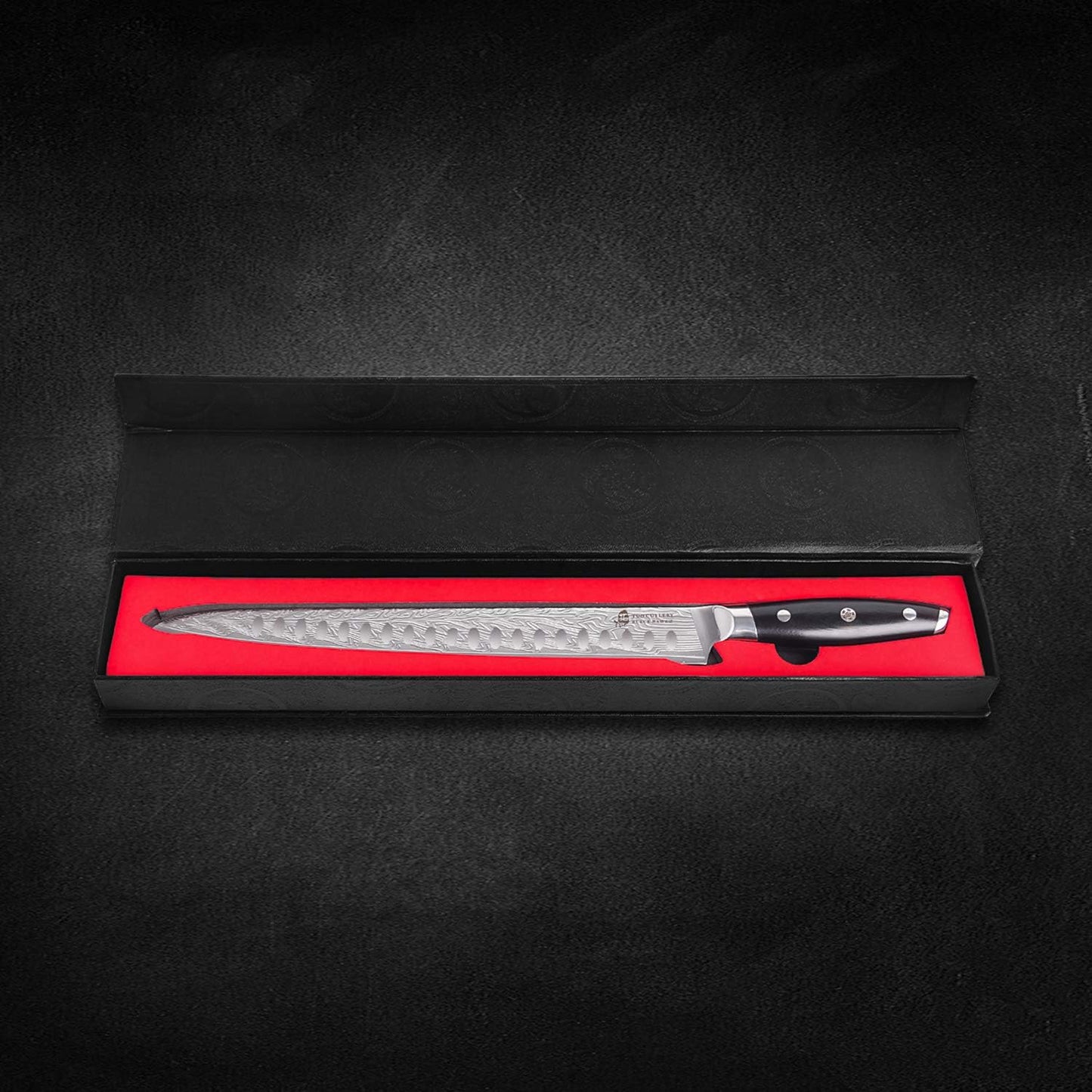 TUO Slicing Knife - Meat Carving Knife Brisket Knife High Carbon Stainless Steel 12-Inch - Meat Knife with G10 Full Tang Handle - Black Hawk-S Knives Including Gift Box