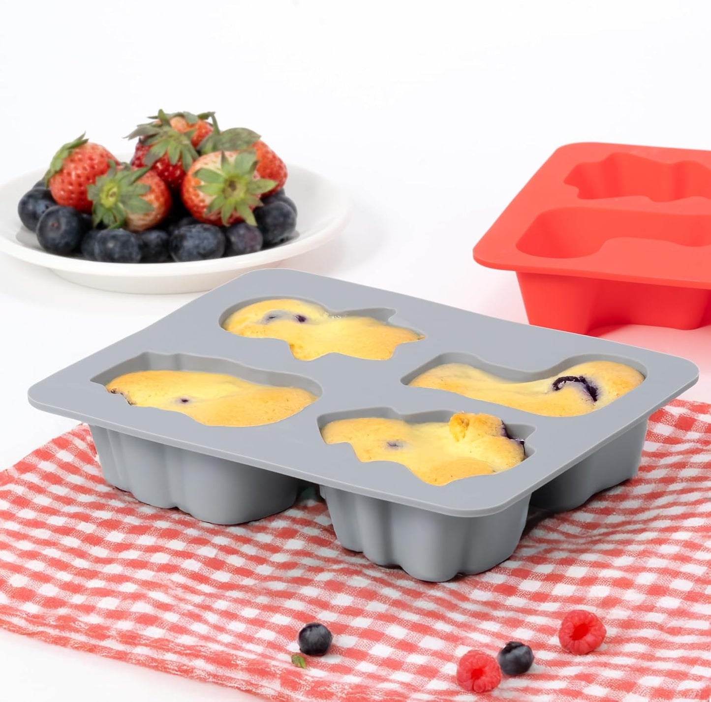 Li&Zhao Silicone Muffin Pans for Baking - 2 PCS Thick Silicone Cupcake Pan Egg Bite Molds Muffin Cups Mini Cupcake Pans for Making Muffin Cakes,Tart,Festival