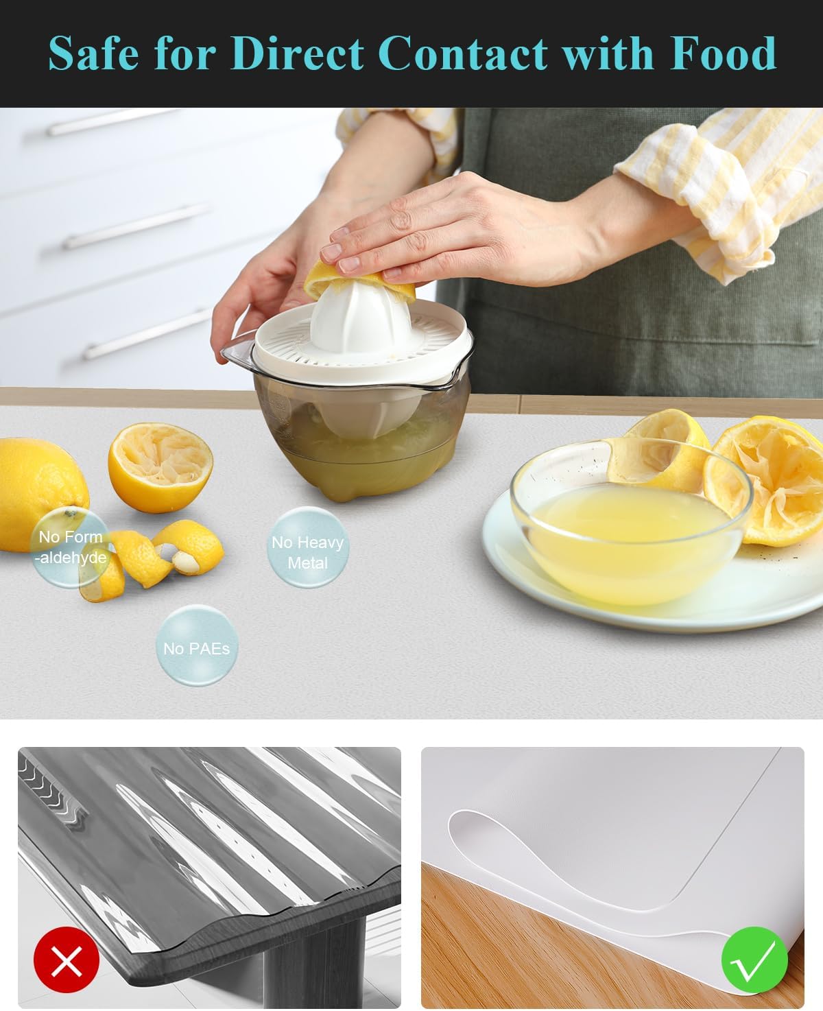 Pure White Plastic Table Cover Protector, 30" x 60" Waterproof Easy Flat PVC Desk Pad Mat, 1.5mm Thick Rectangle Vinyl Table Top Protector for Dining Room Table, Office, Dresser