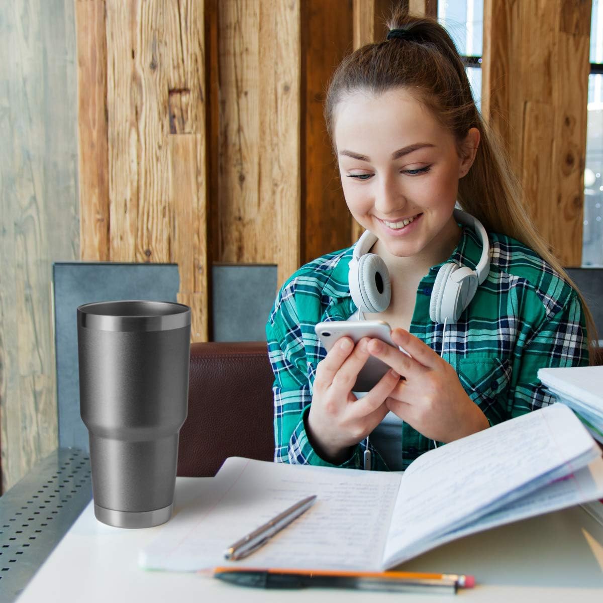 HASLE OUTFITTERS 30oz Stainless Steel Tumbler, Double Wall Vacuum Insulated Travel Mug Tumbler, Durable Insulated Coffee Mug, Gift Box Set (Grey, 4)