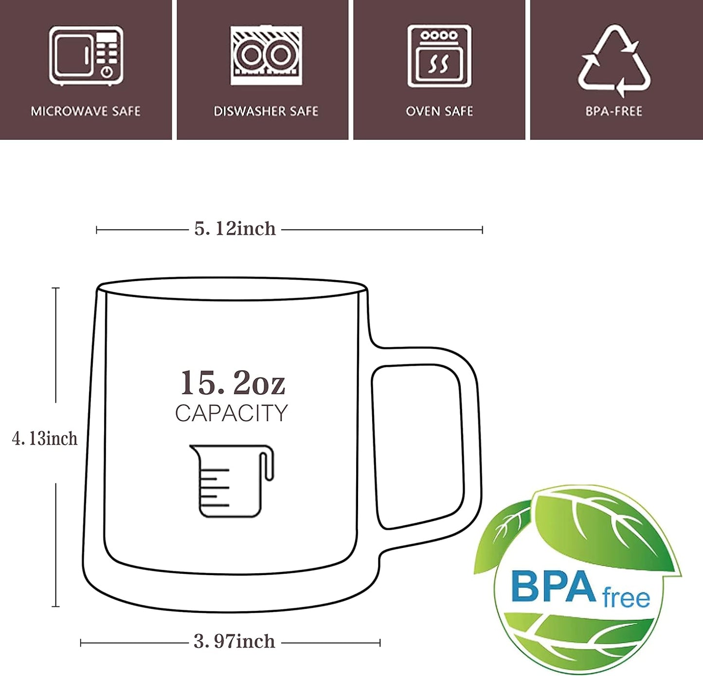 CNGLASS 15.2oz(4-pack) Glass Coffee Mugs,Double Wall Insulated Glass Mugs with Handle,Clear Espresso Mugs for Latte,Cappuccino,Tea Bag