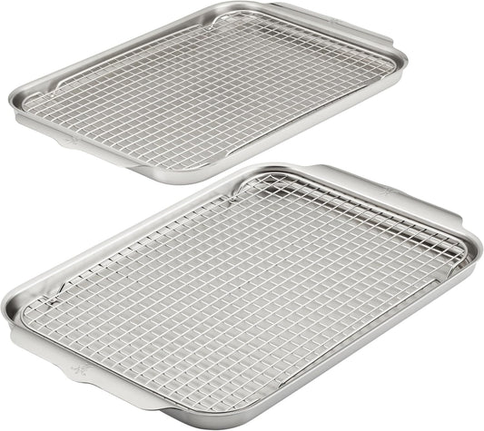 Hestan Provisions OvenBond – 4-Piece Tri-ply Sheet Pan & Stainless Steel Cooling Rack Set