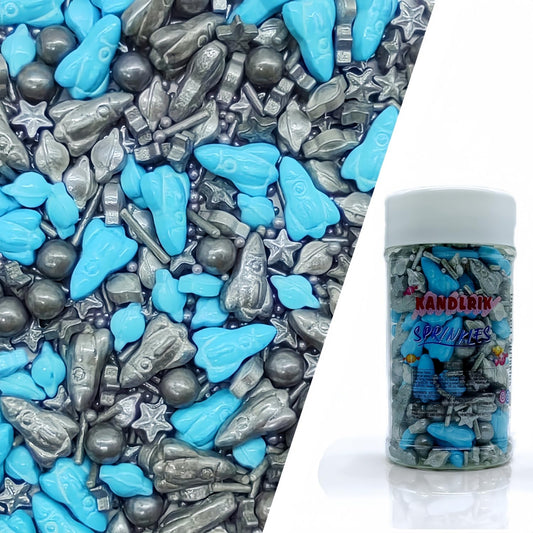 Rockets & Black Pearls Sprinkles Edible Toppers Cake Decorating Mixed Size Cake Decorations Cupcake Toppers Cookie Decorating Perfect for Cakes,Cupcakes,Desserts Toppings 3OZ