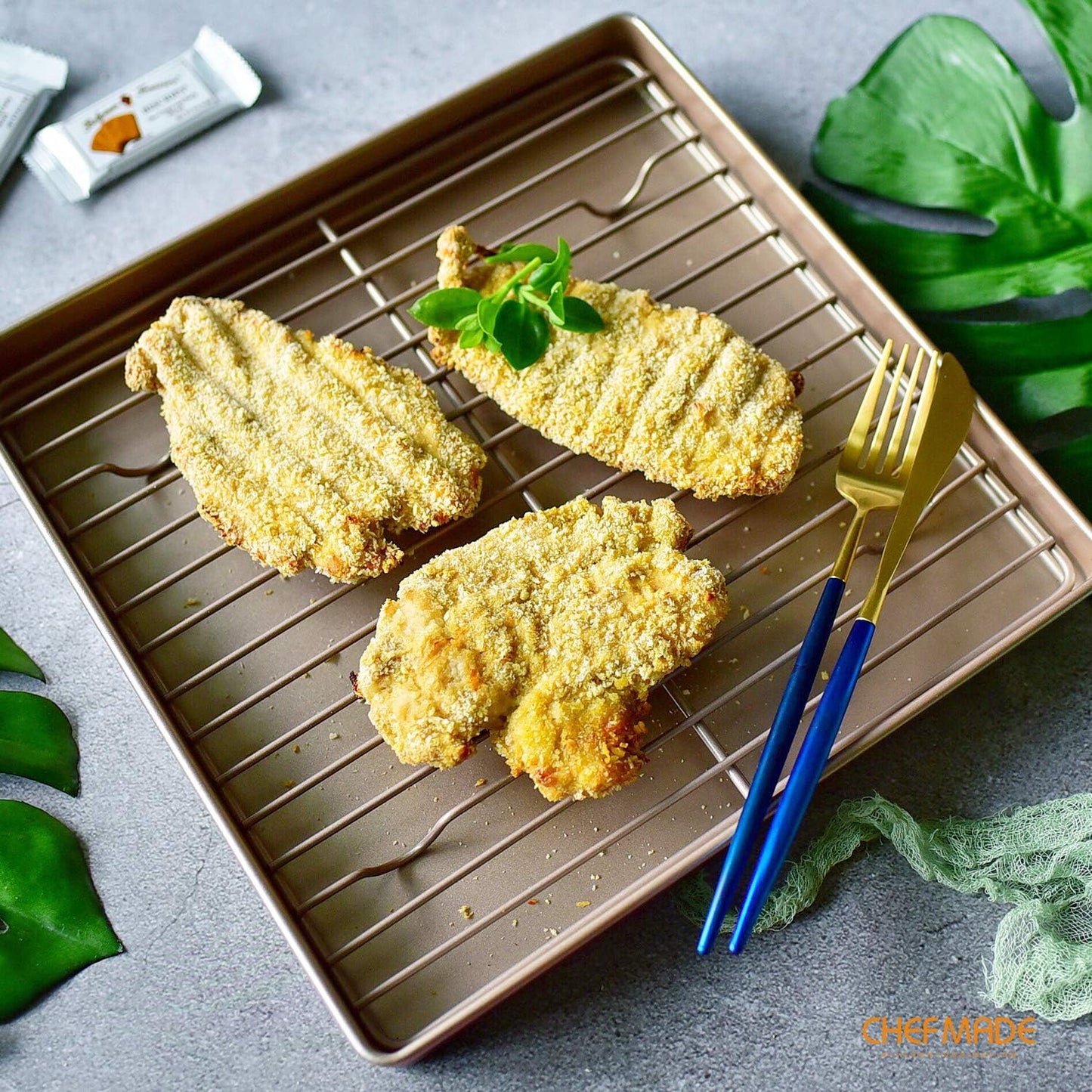 CHEFMADE Baking and Cooling Rack, 10.8-Inch Non-Stick Square Wire Rack for Oven Baking (Champagne Gold)