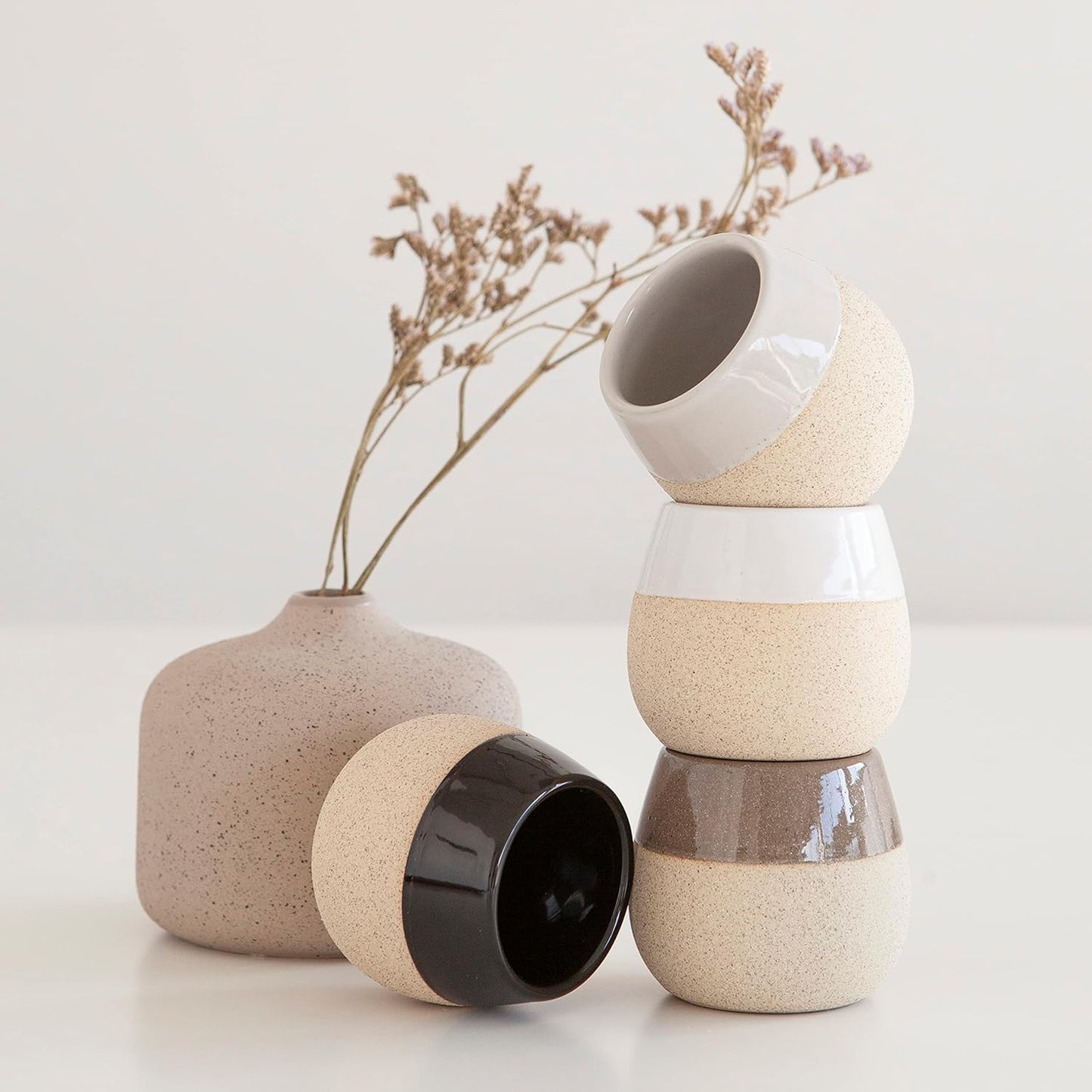 Ceramic Espresso Cups Set of 4, 4.5oz capacity - Cortado Macchiato Coffee Mugs for Nespresso Machine - Espresso Glasses - Demitasse Cups - Tazas de Cafe - Espresso Accessories - Expresso Coffee Cup