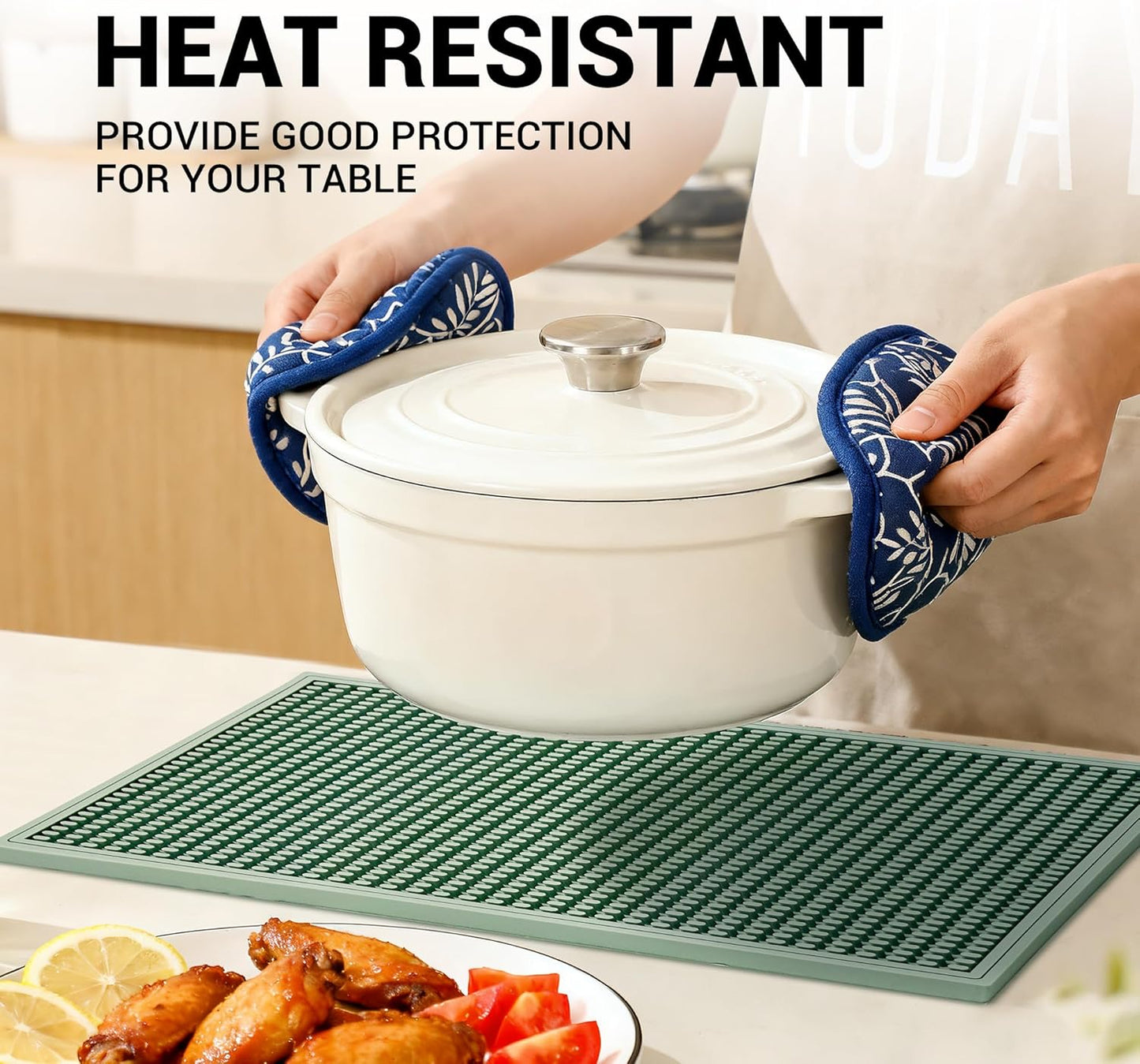 dish drying mat - 18" x 12" Green silicone drying mat , kitchen counter dish drying mats,rubber dish drying mat, Applies to bar mat、coffee mat